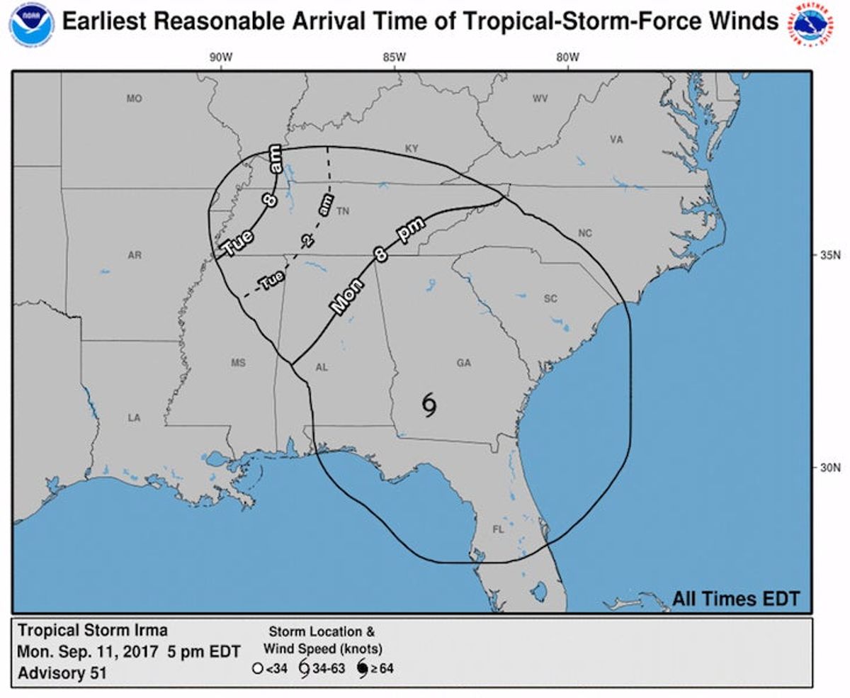 UPDATED: Tropical Storm Irma map