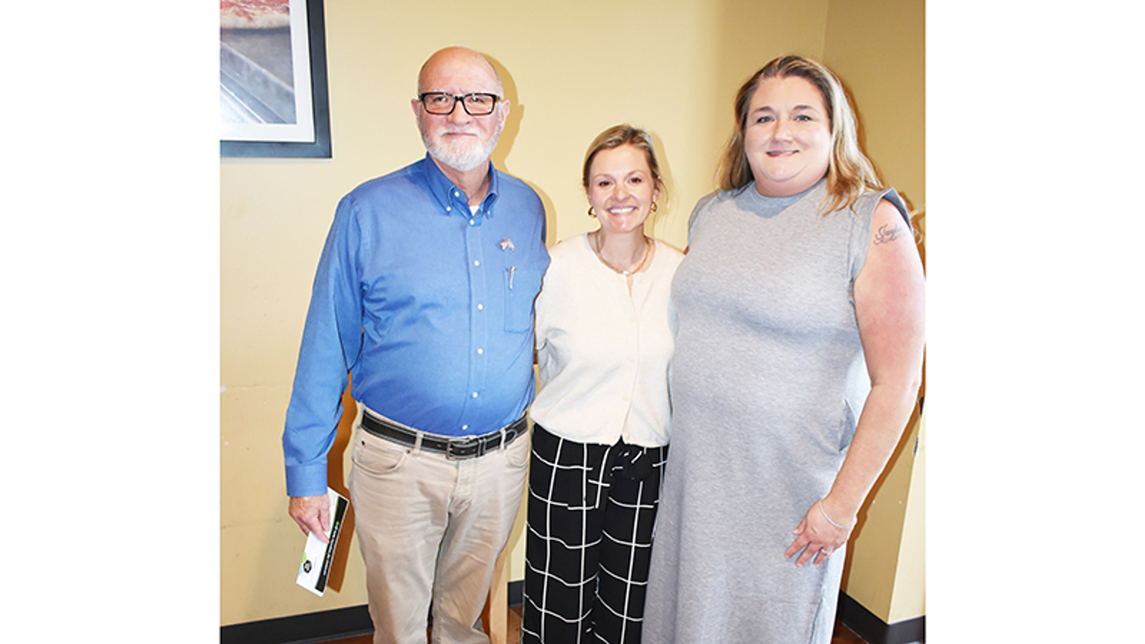 TALKING SAFE FAMILIES — Brittany Hutchinson (center) talked about what she does for Safe Families for Children of West Georgia at Thursday’s meeting of the West Point Rotary Club. She is the local organization’s site coordinator. Safe Families for Children is a faith-based, nonprofit ministry that works to keep children safe and families together during times of crisis. At left is John Harrell, the program chair, and at right, Club President Terri Kelley.