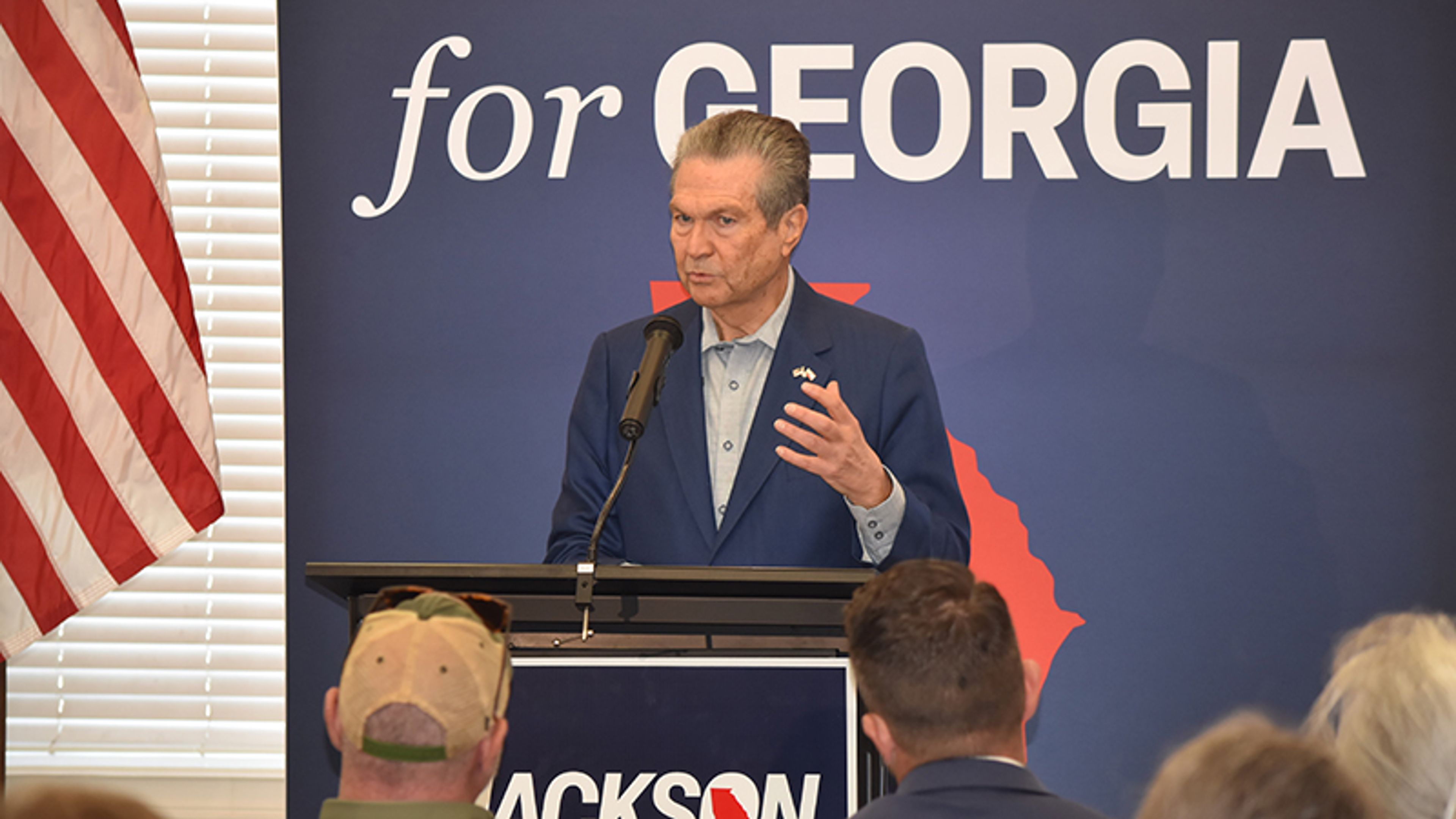 STUMP SPEECH: Georgia gubernatorial candidate Rick Jackson makes his case for the Republican governor’s primary at the LaGrange-Troup County Chamber of Commerce on Friday. The primary election will be held on May 19.