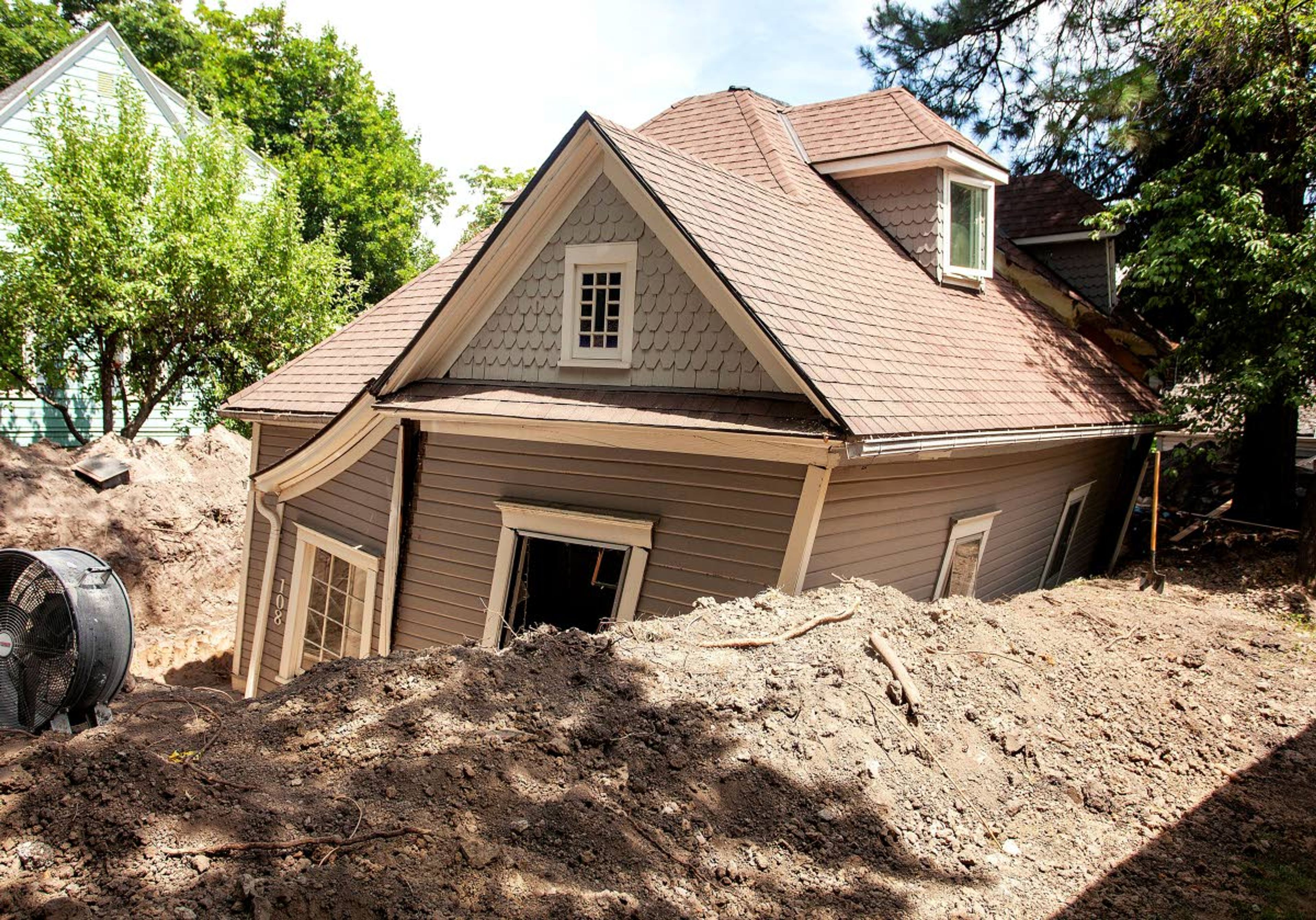 Workers were building a new basement under a house on South Howard Street in Moscow when it collapsed into the hole. No one was injured in the collapse, according to Moscow Fire Chief Brian Nickerson.