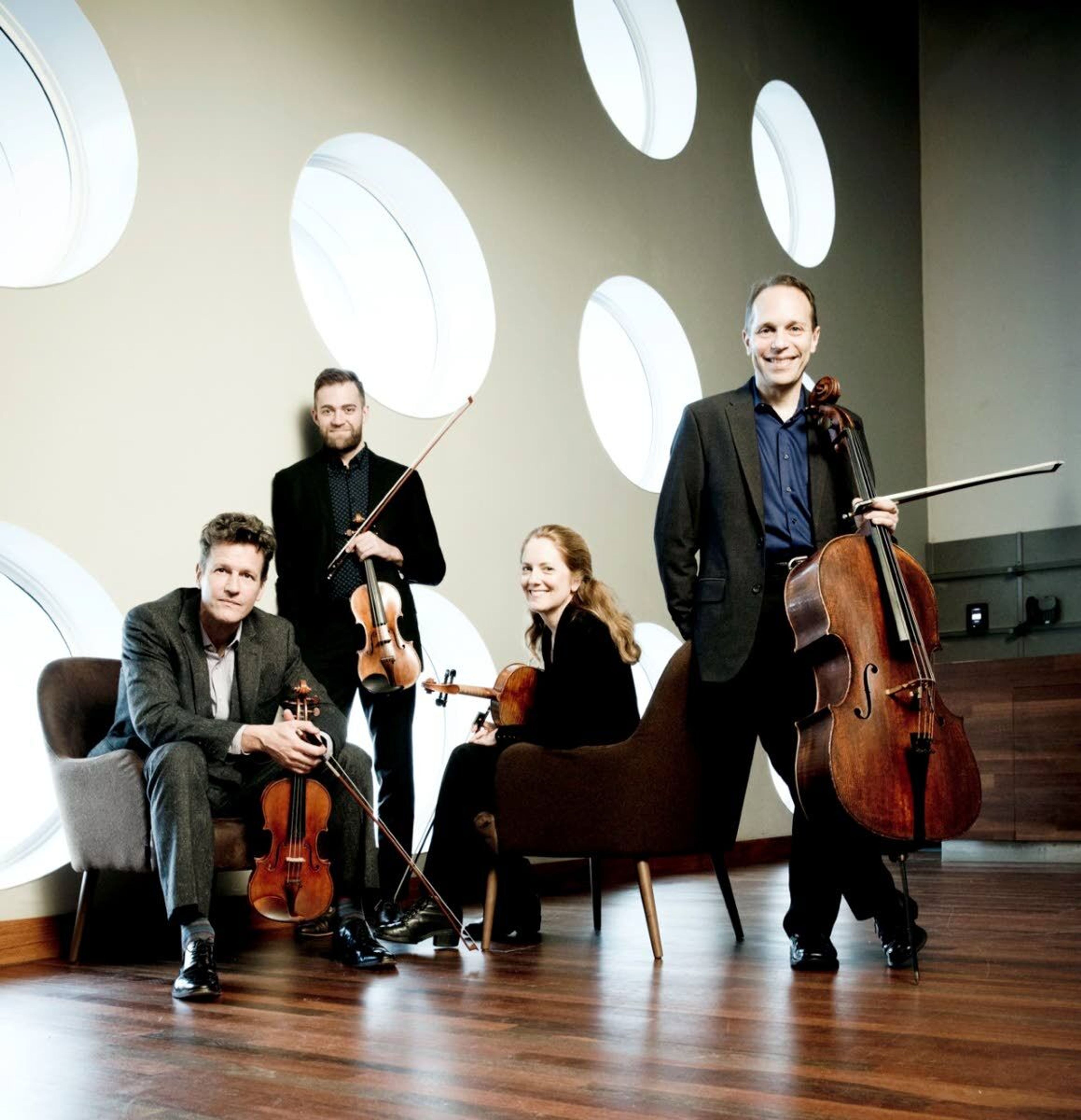 The St. Lawrence String Quartet includes, from left: violinists Geoff Nuttall and Owen Dalby, violist Lesley Robertson and cellist Christopher Costanza.