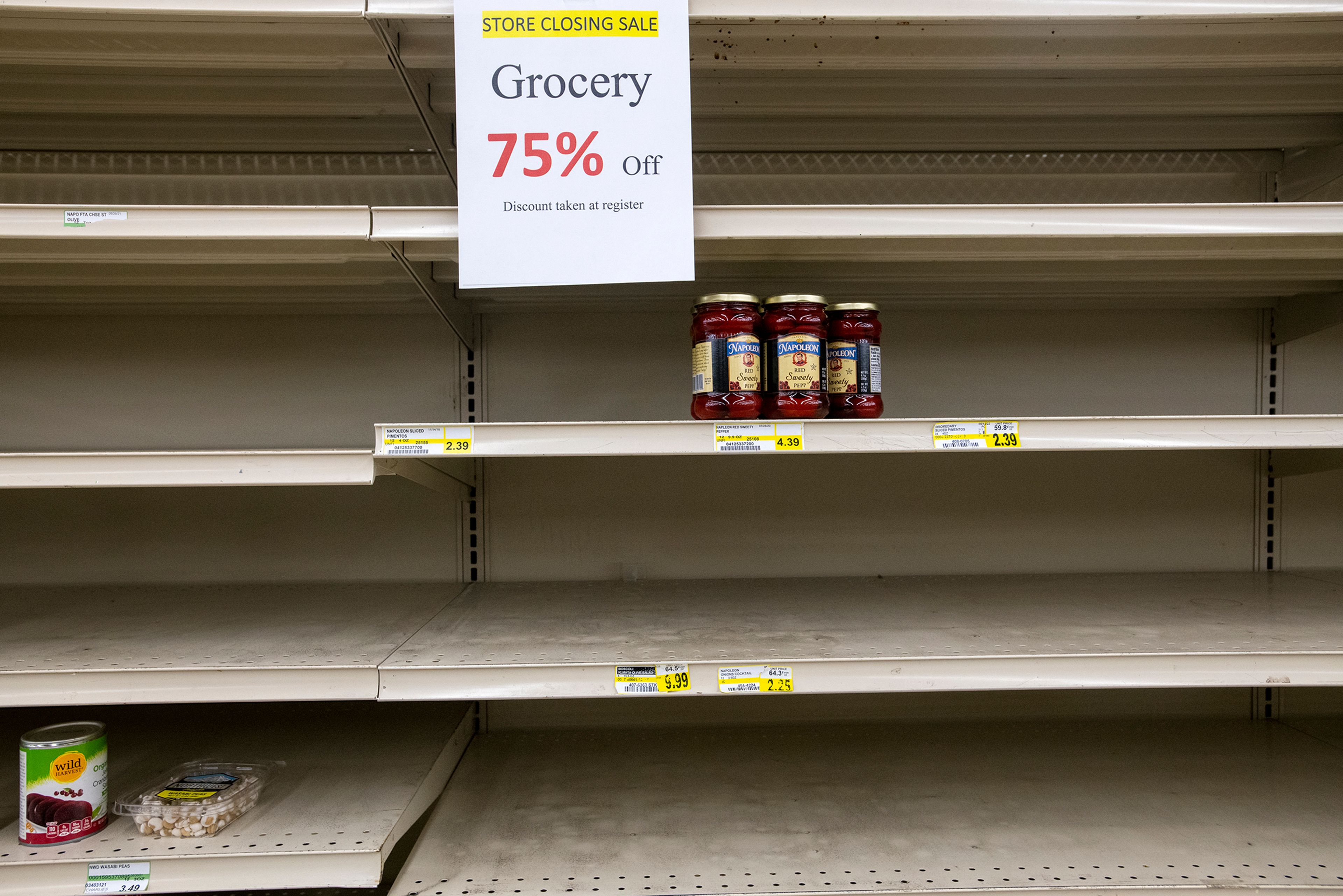 On its final day of business, few items remain on the shelves of Dissmore’s IGA in Pullman.