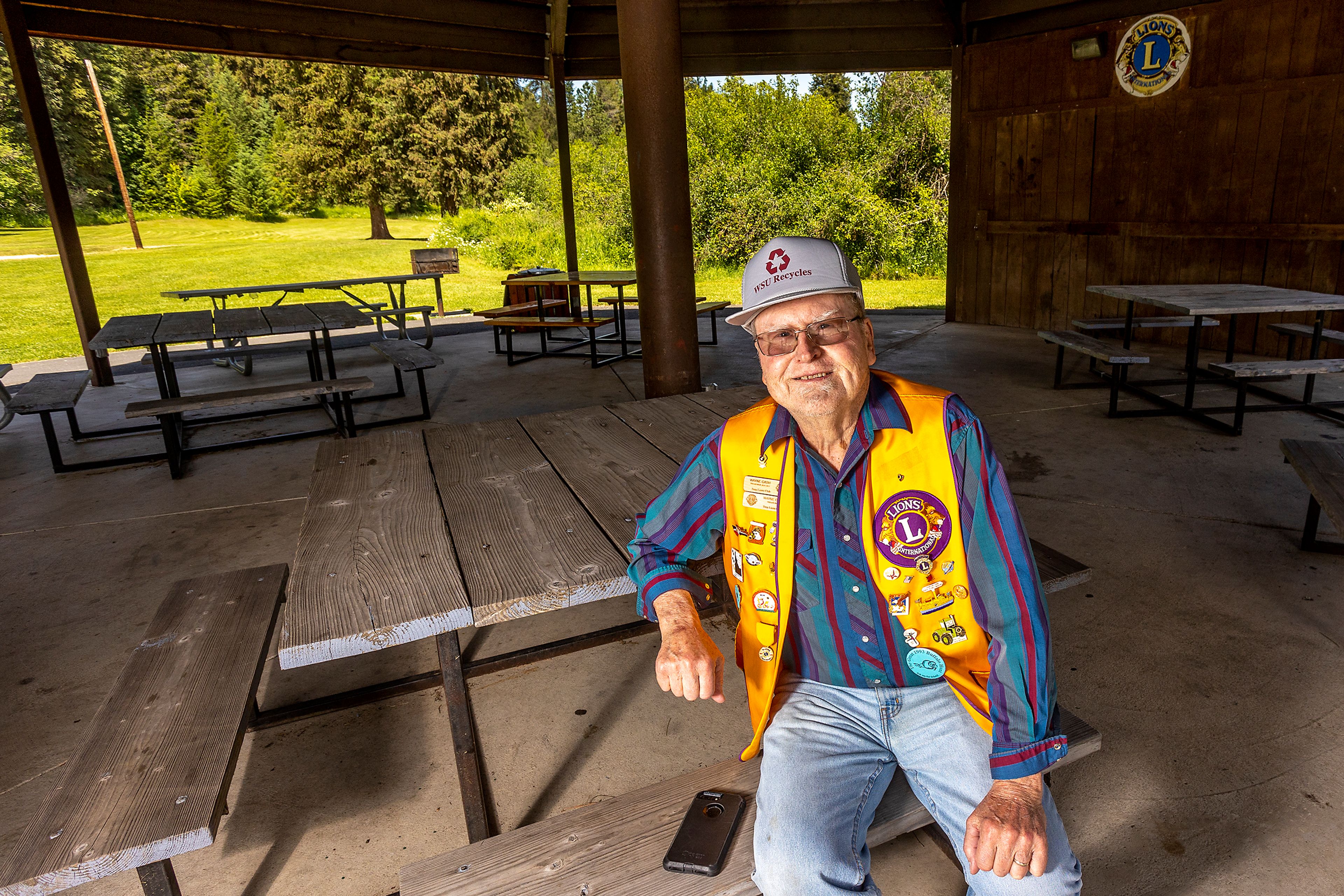 August Frank/Daily News Wayne Gash sits under the gazebo Friday at Troy City Park. Gash and his wife, Juanita, are the grand marshals for the 2022 Troy Old Timers’ Day.