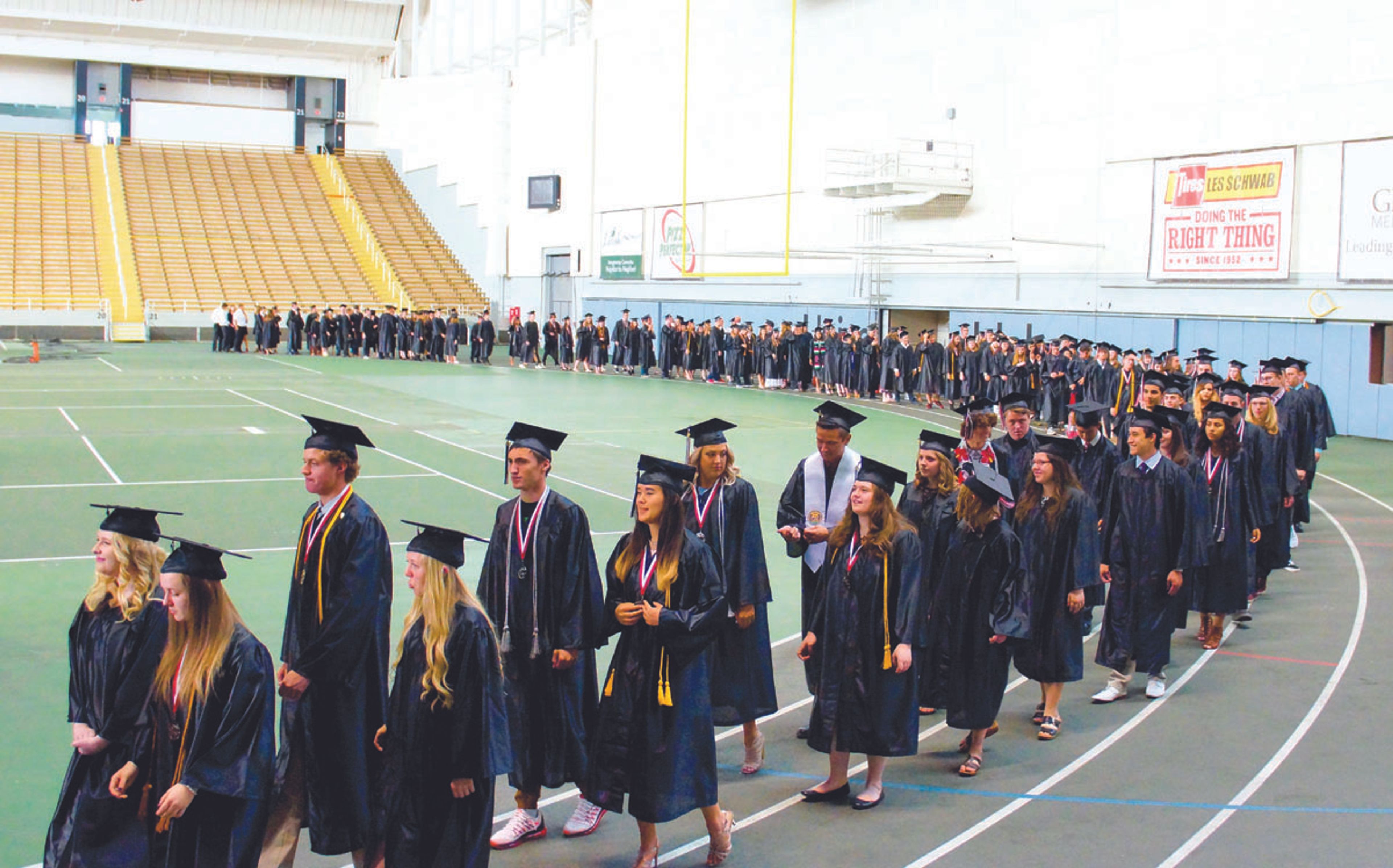 Moscow High School's class of 2017 lines up for commencement Friday evening in the University of Idaho Kibbie Dome.