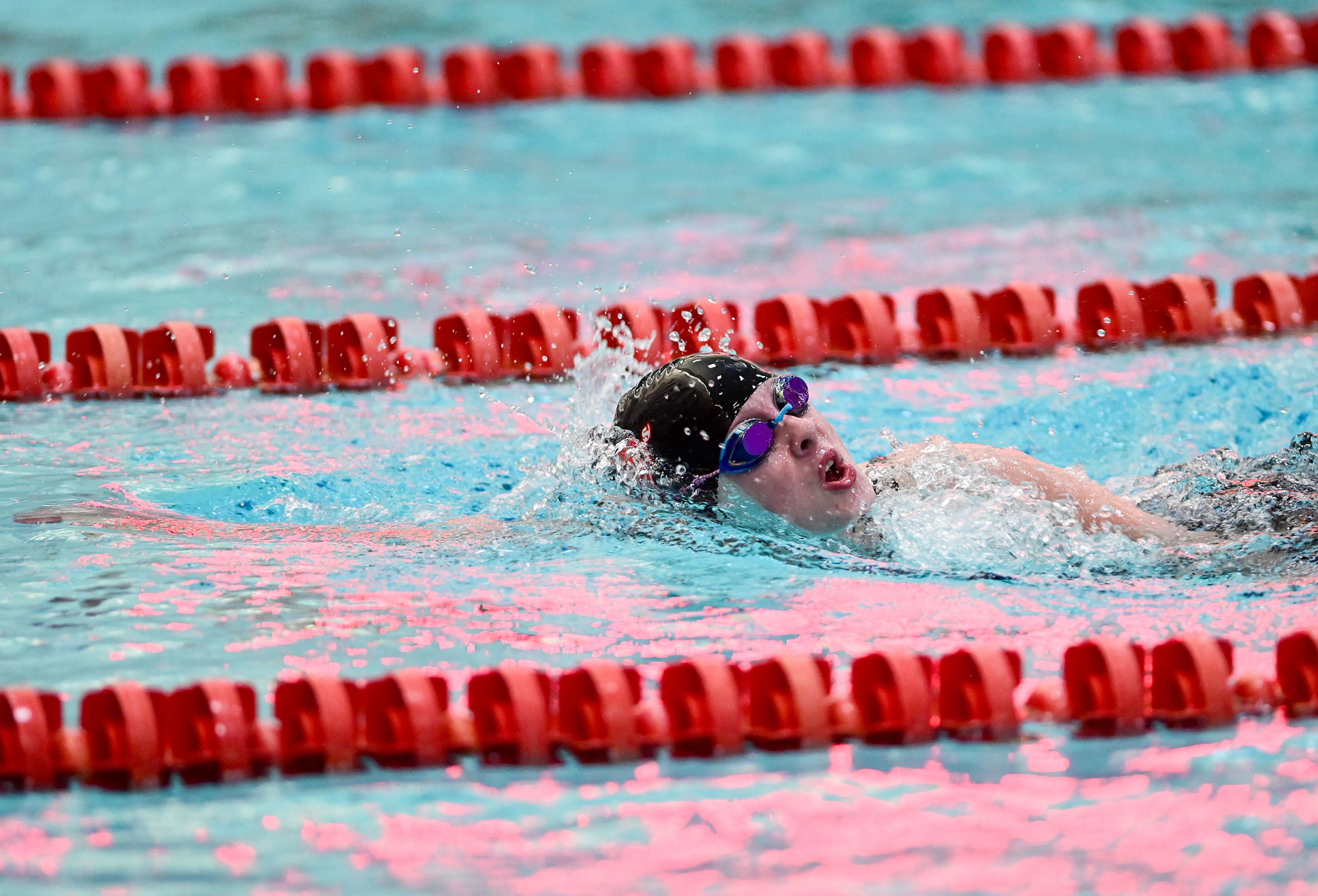 Clarkston freshman Myra Boreson competes in the 500-yard freestyle at the Eastern Washington District Swim Championship at Washington State University in Pullman.