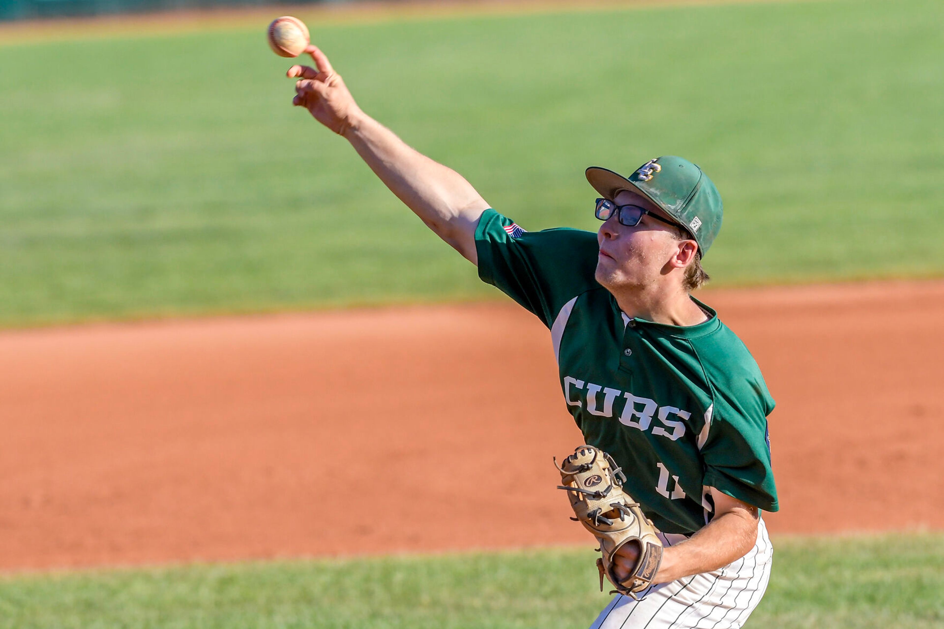 Lewis-Clark Cubs pitcher Gavin Hiebert throws a pitch against the Moscow Blue Devils in a game of the Clancy Ellis Tournament on Saturday at Harris Field in Lewiston.