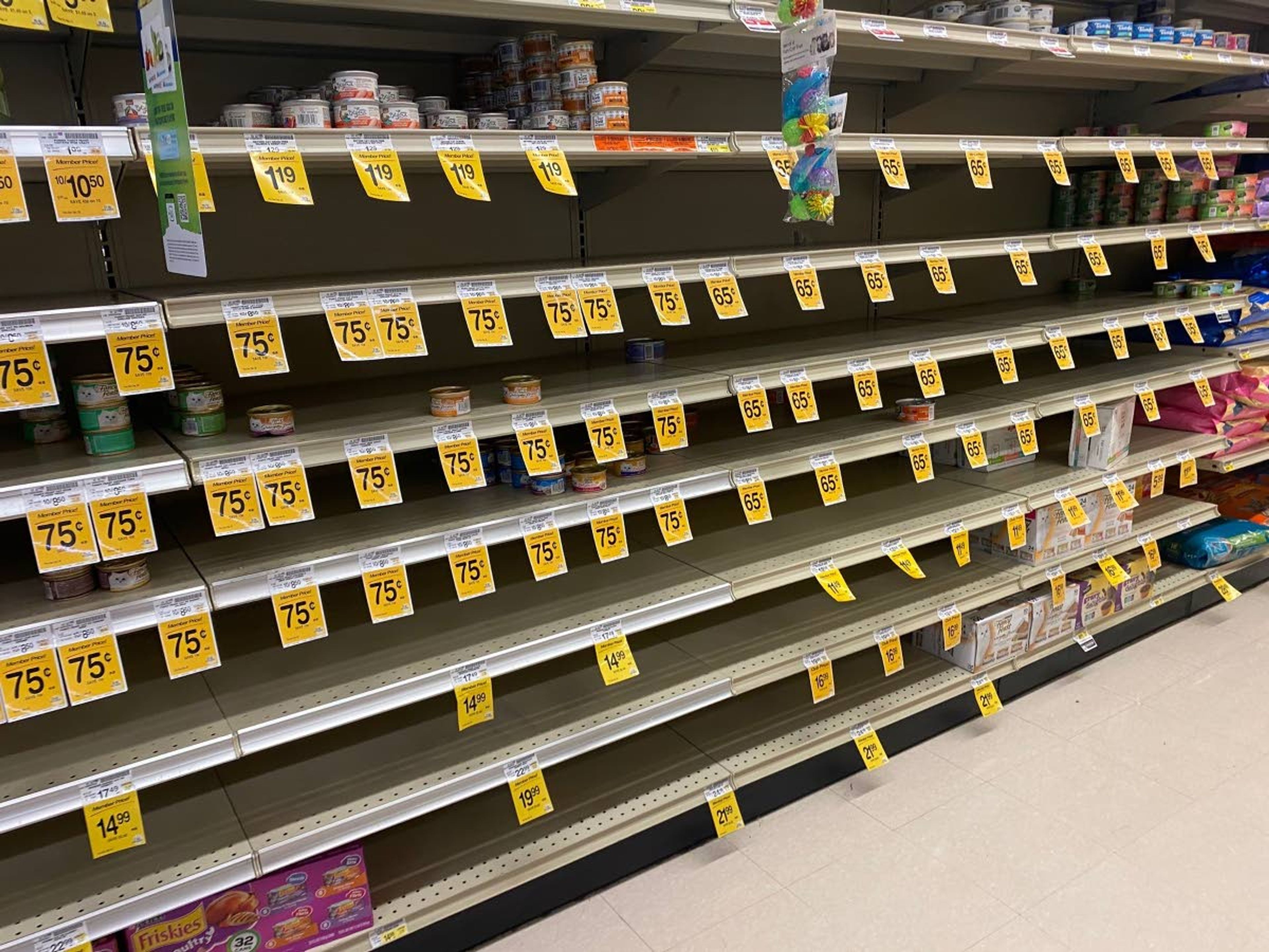 Will Binns of Port Angeles, Wash., after reading last week’s Tooth & Nail column, contributed this image of empty pet food shelves at a Safeway store in his city.