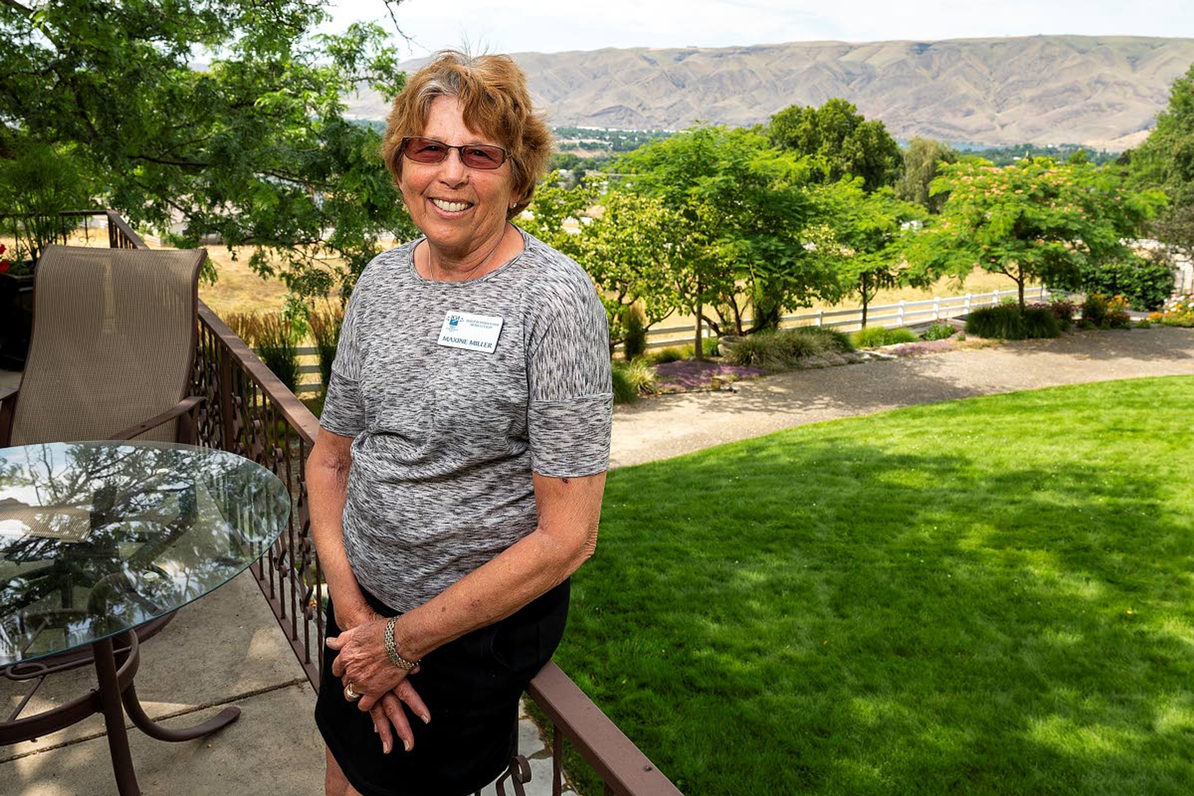 Maxine Miller poses for a portrait on the back deck of her Lewiston home. She is an active member of the Lewiston and Clarkston League of Women Voters.