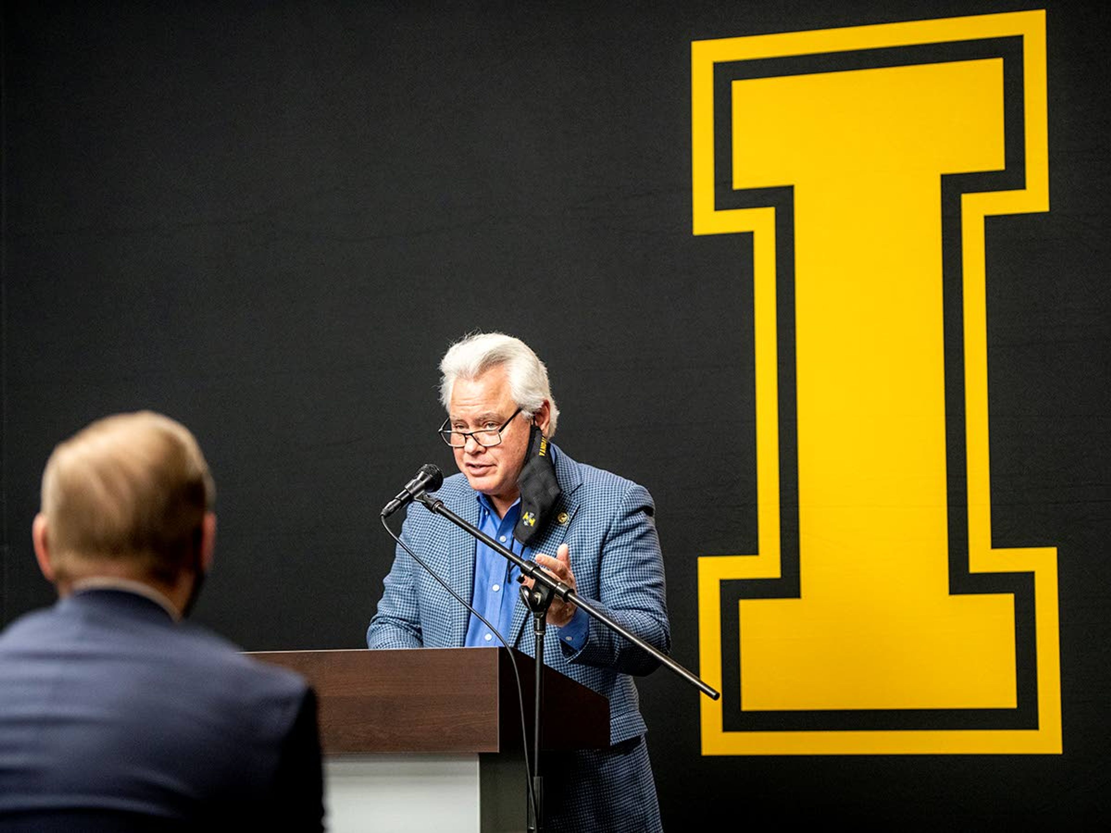 University of Idaho President Scott Green speaks to a crowd of medical students prior to a ribbon cutting in honor of the new Norco classroom at the WWAMI Medical Education Building in Moscow on Monday night.