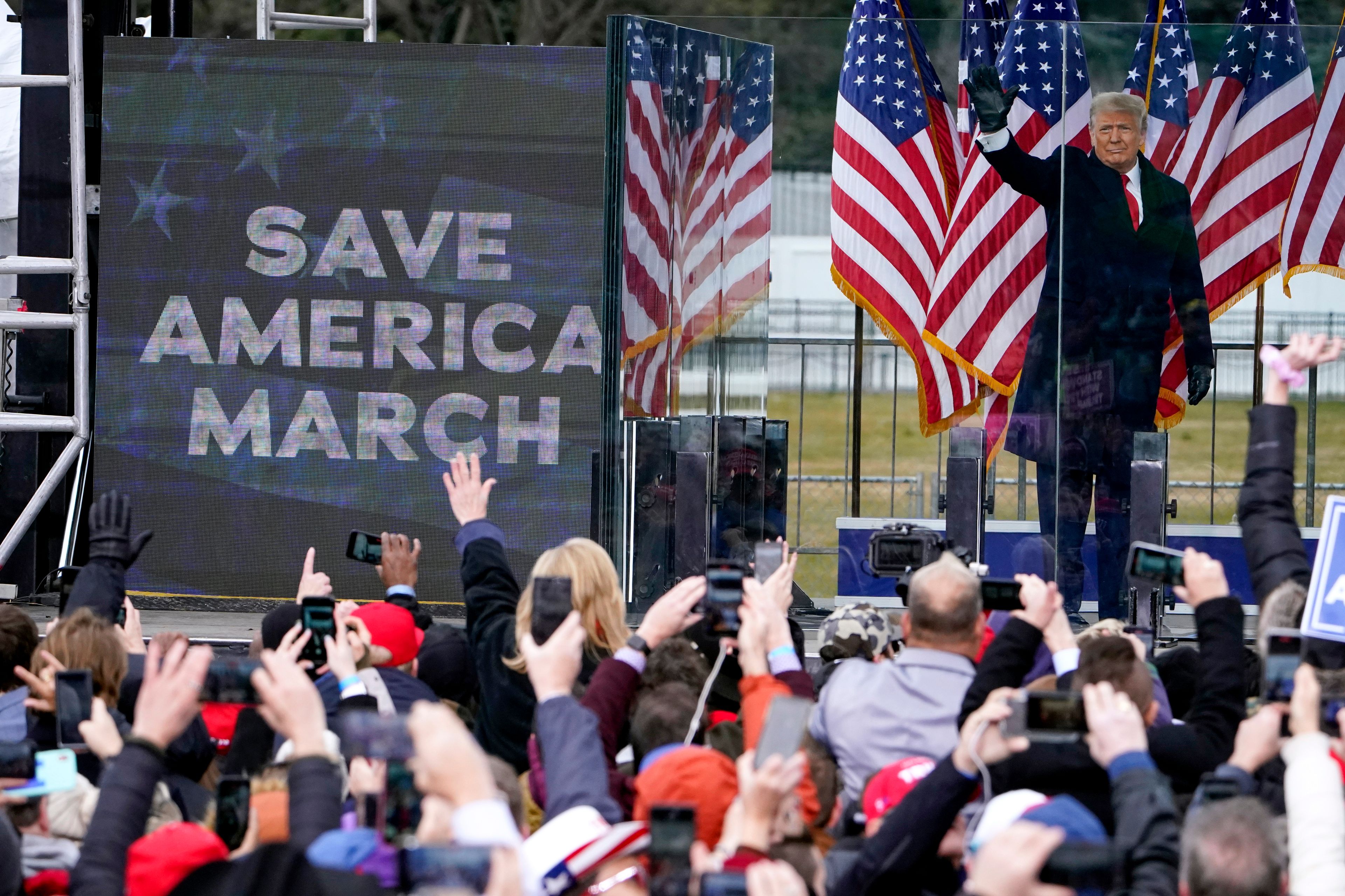 FILE - President Donald Trump arrives to speak at a rally in Washington, on Jan. 6, 2021. (AP Photo/Jacquelyn Martin, File)