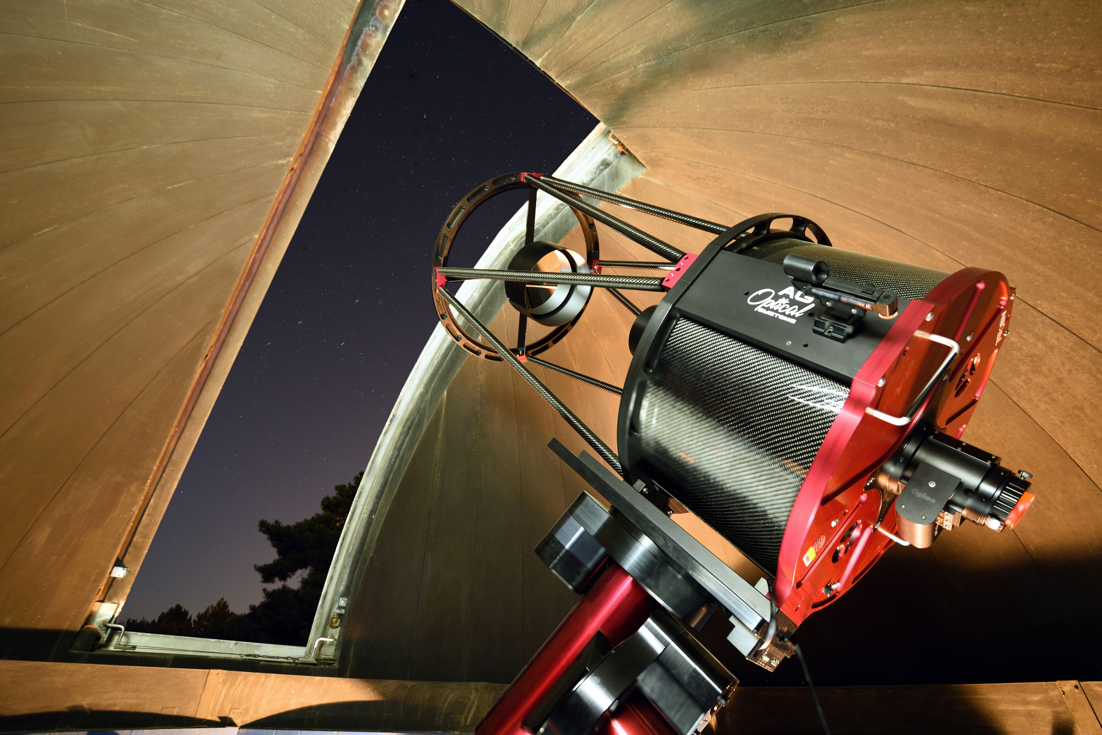 University of Idaho’s newest telescope is photographed at night in the observatory.