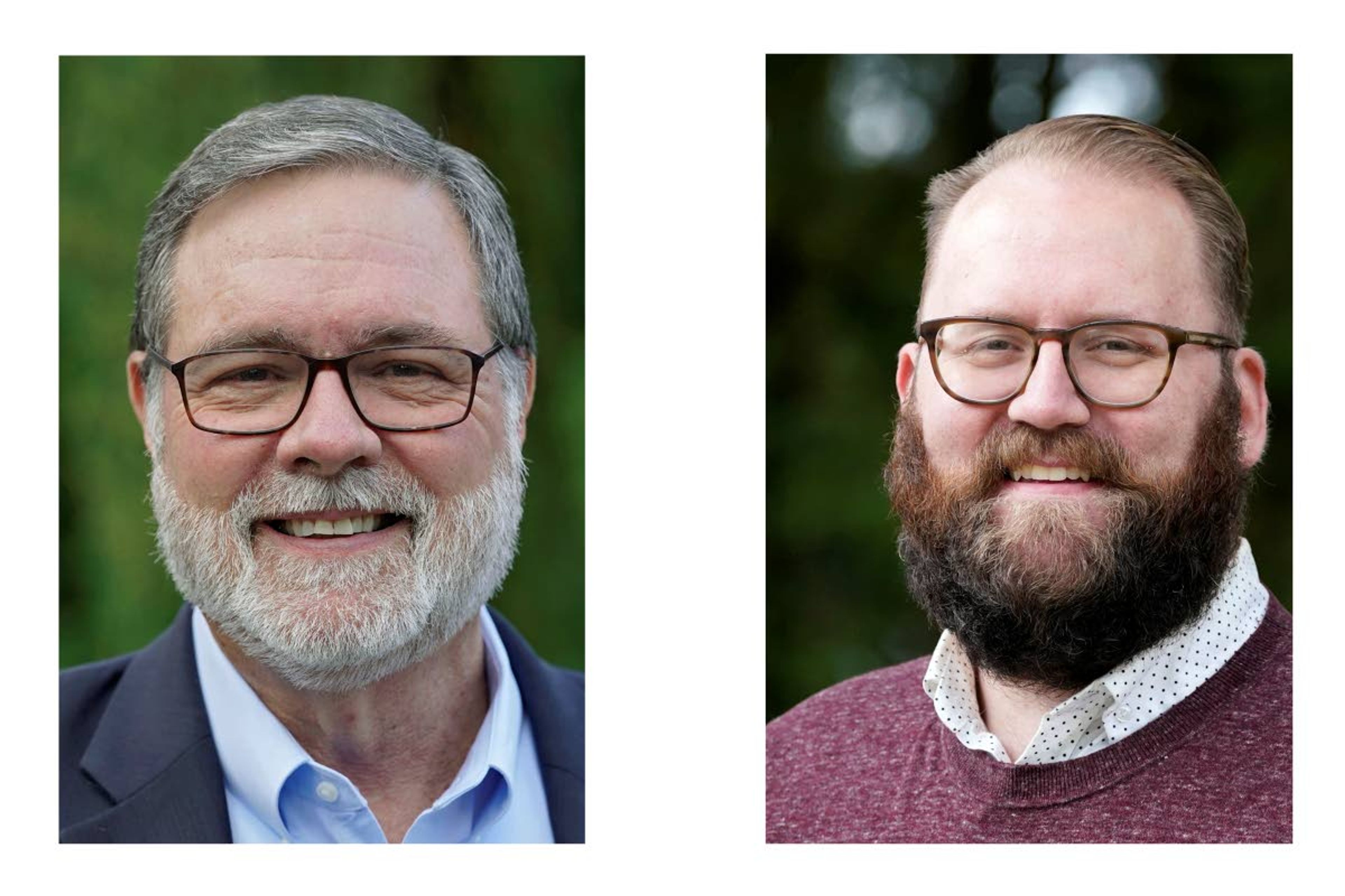 U.S. Rep. Denny Heck, D-Wash., left, and Washington Sen. Marko Liias, D-Lynnwood, right, are shown in this combination of photos taken Oct. 7, 2020 in Olympia, Wash., and Oct. 19, 2020 in Lynnwood, Wash. (AP Photos/Ted S. Warren and Elaine Thompson)