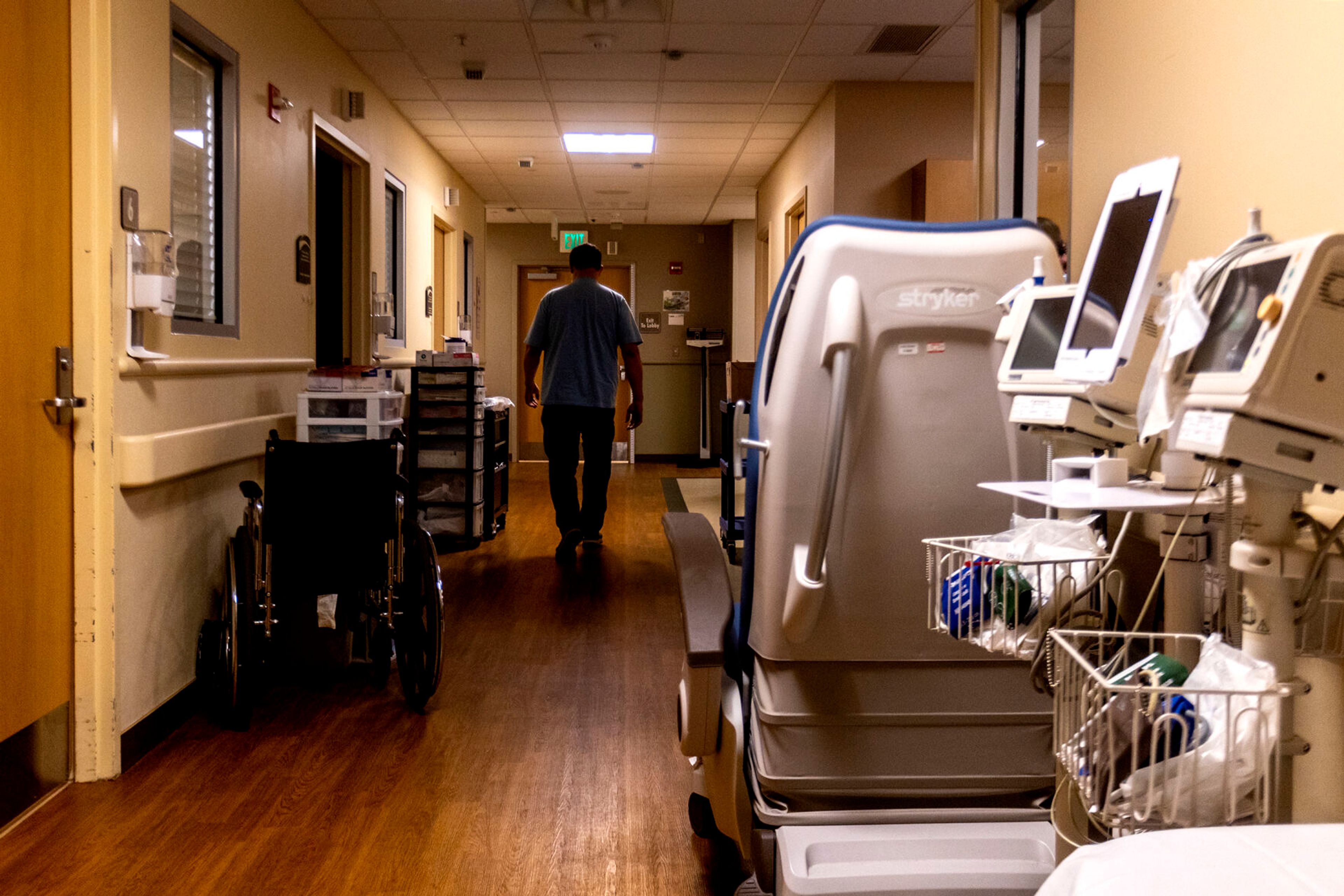 A employee moves through the hallways at the Pullman Regional Hospital emergency room Sept. 24.