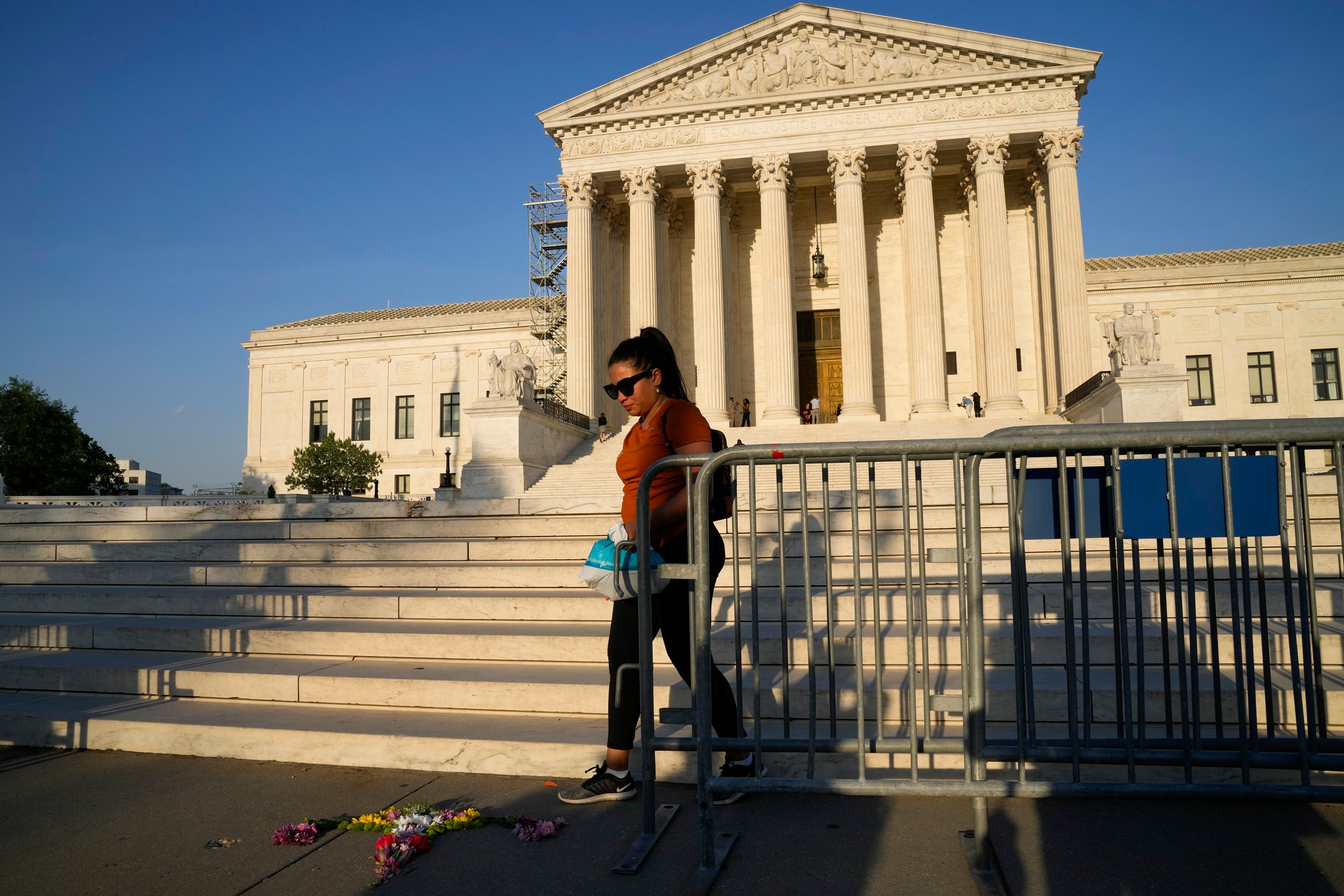 The Supreme Court is seen on Friday, April 21, 2023, in Washington. The Supreme Court has preserved women's access to a drug used in the most common method of abortion, rejecting lower-court restrictions while a lawsuit continues. The justices on Friday granted emergency requests from the Biden administration and New York-based Danco Laboratories, maker of the drug mifepristone. (AP Photo/Jacquelyn Martin)