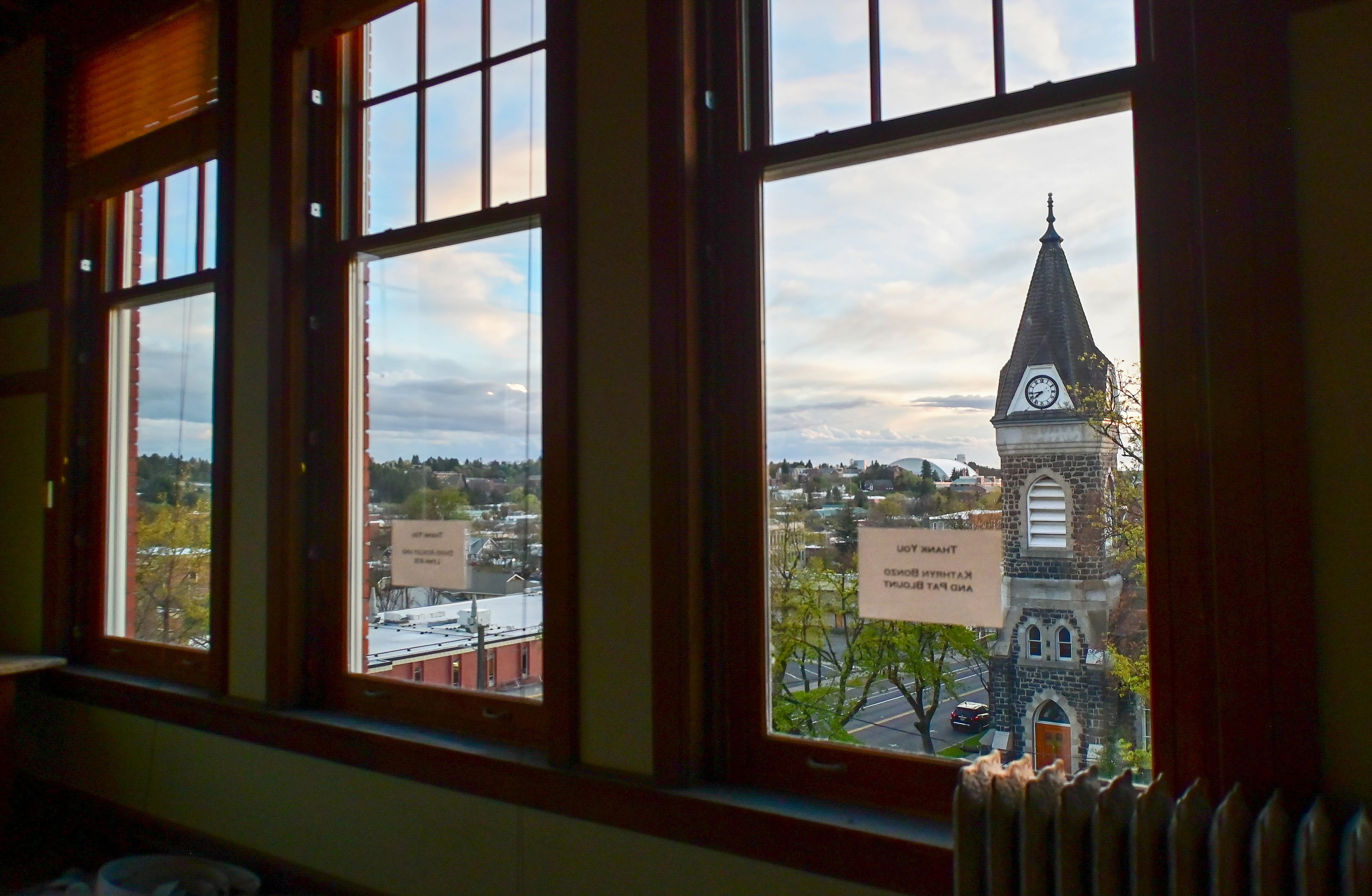 The First United Methodist Church and other Moscow landmarks are visible from the West wing of the 1912 Center’s third floor in Moscow on Tuesday.