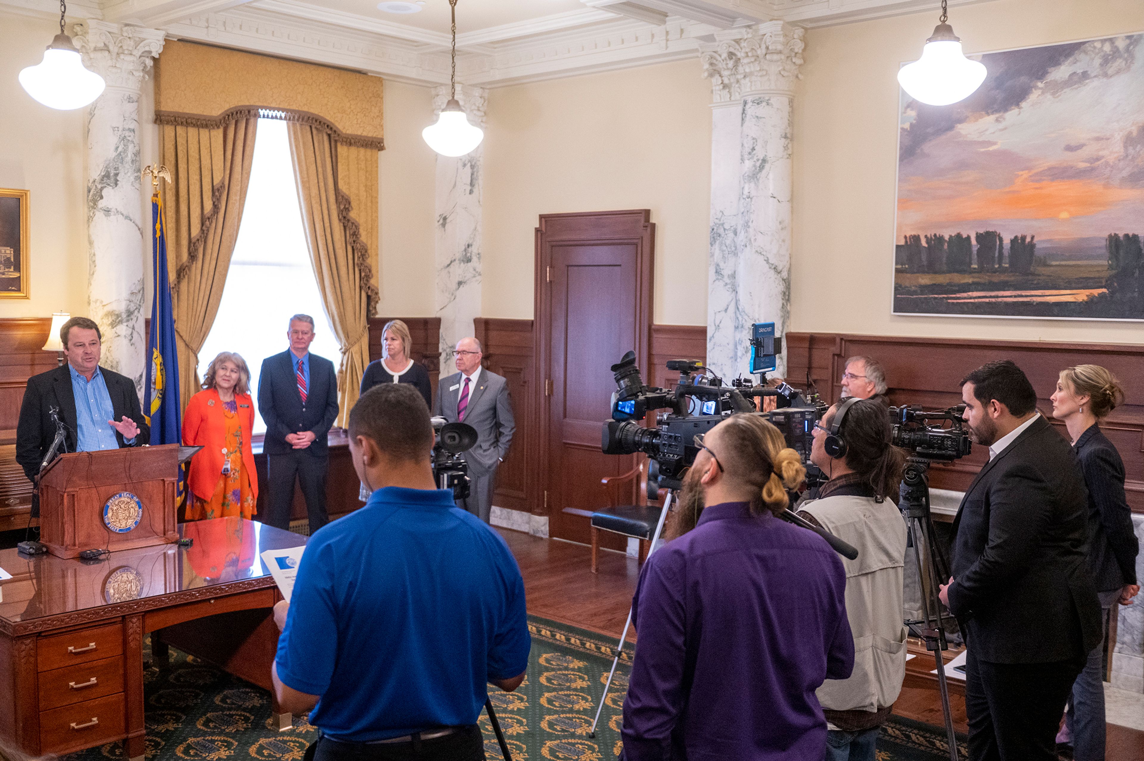 State Board of Education President Kurt Liebich speaks during a press conference to introduce the Parent Advisory Council for the Empowering Parents grant program Monday during a press conference at the Capitol Building in Boise.