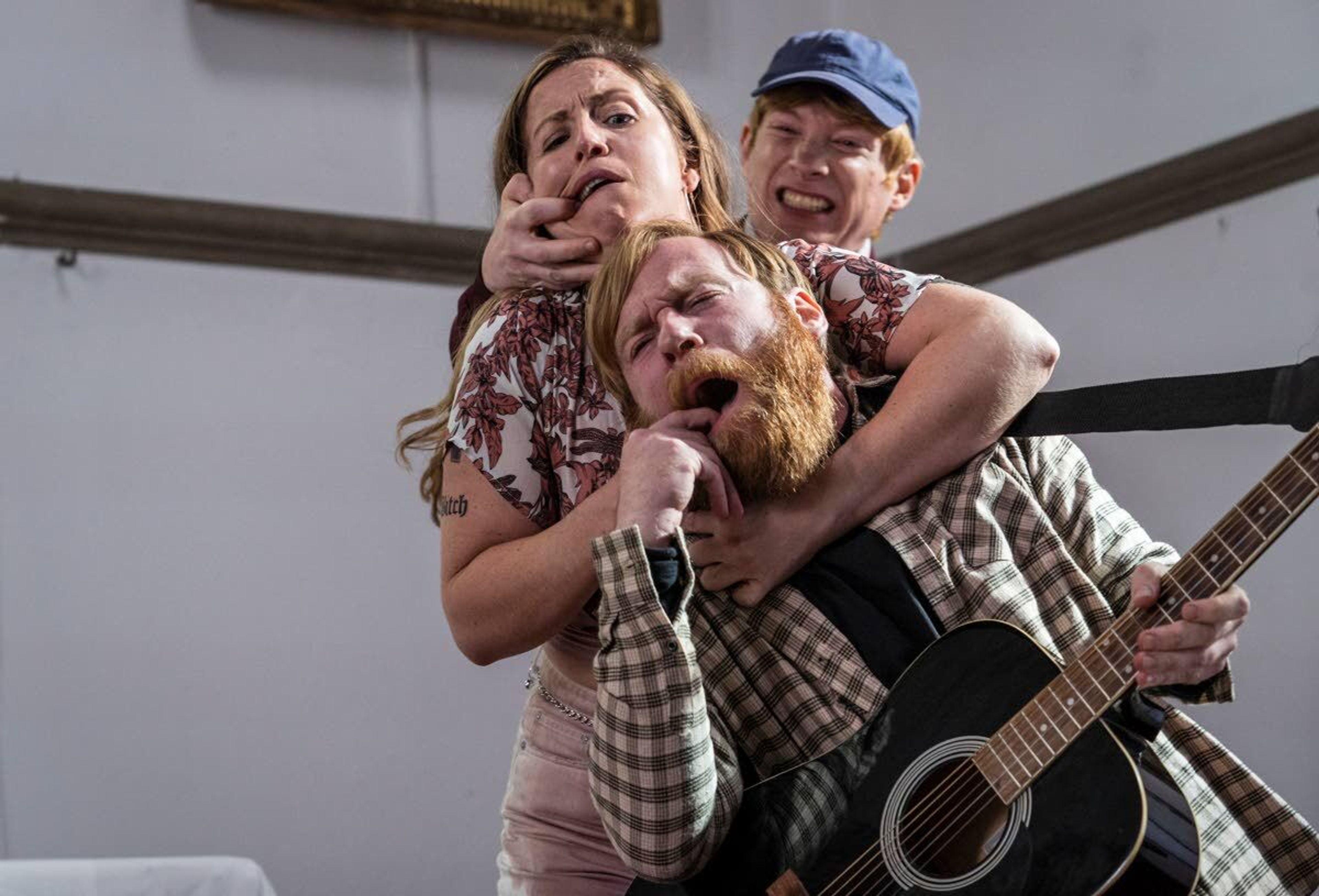 Liz Fitzgibbon, Brian Gleeson and Domnhnall Gleeson star in “Frank of Ireland.”