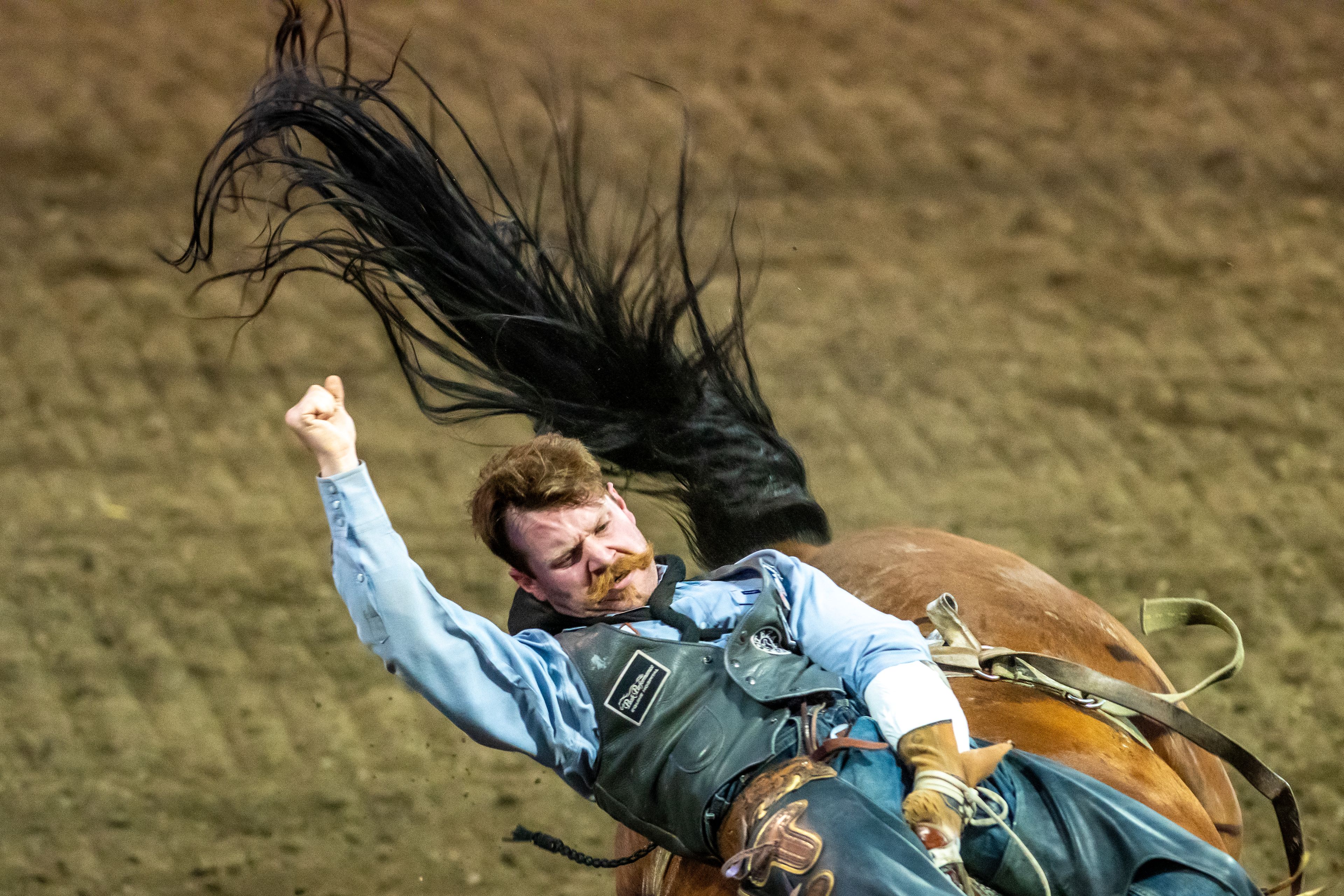 Bodie Hammer’s, rides MLW’s Irish Eyes in the bareback competition on day 3 of the Lewiston Roundup.