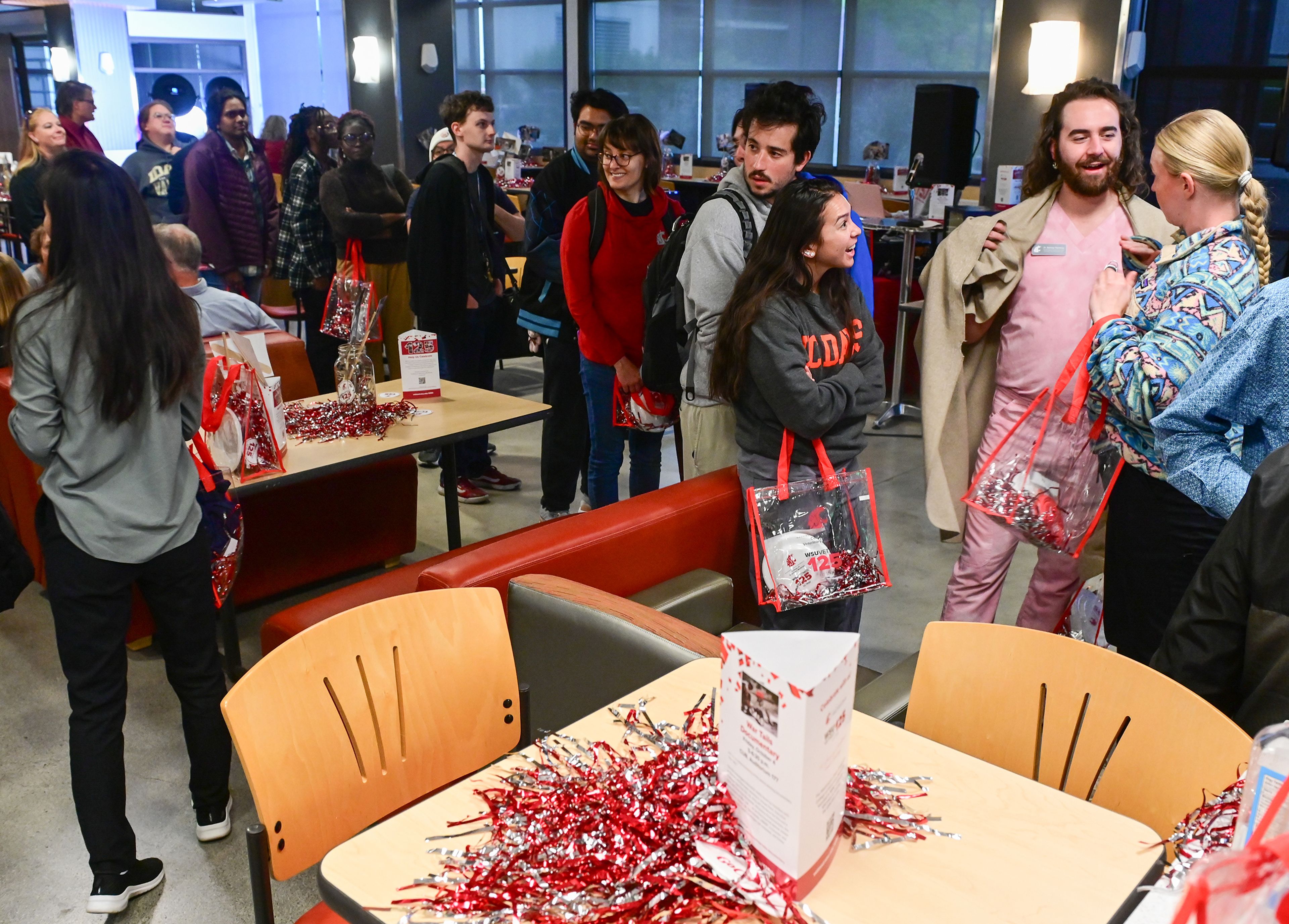 Students, faculty, alumni and community members take part in a celebration event Friday for the 125th anniversary of the Washington State University College of Veterinary Medicine in Pullman.