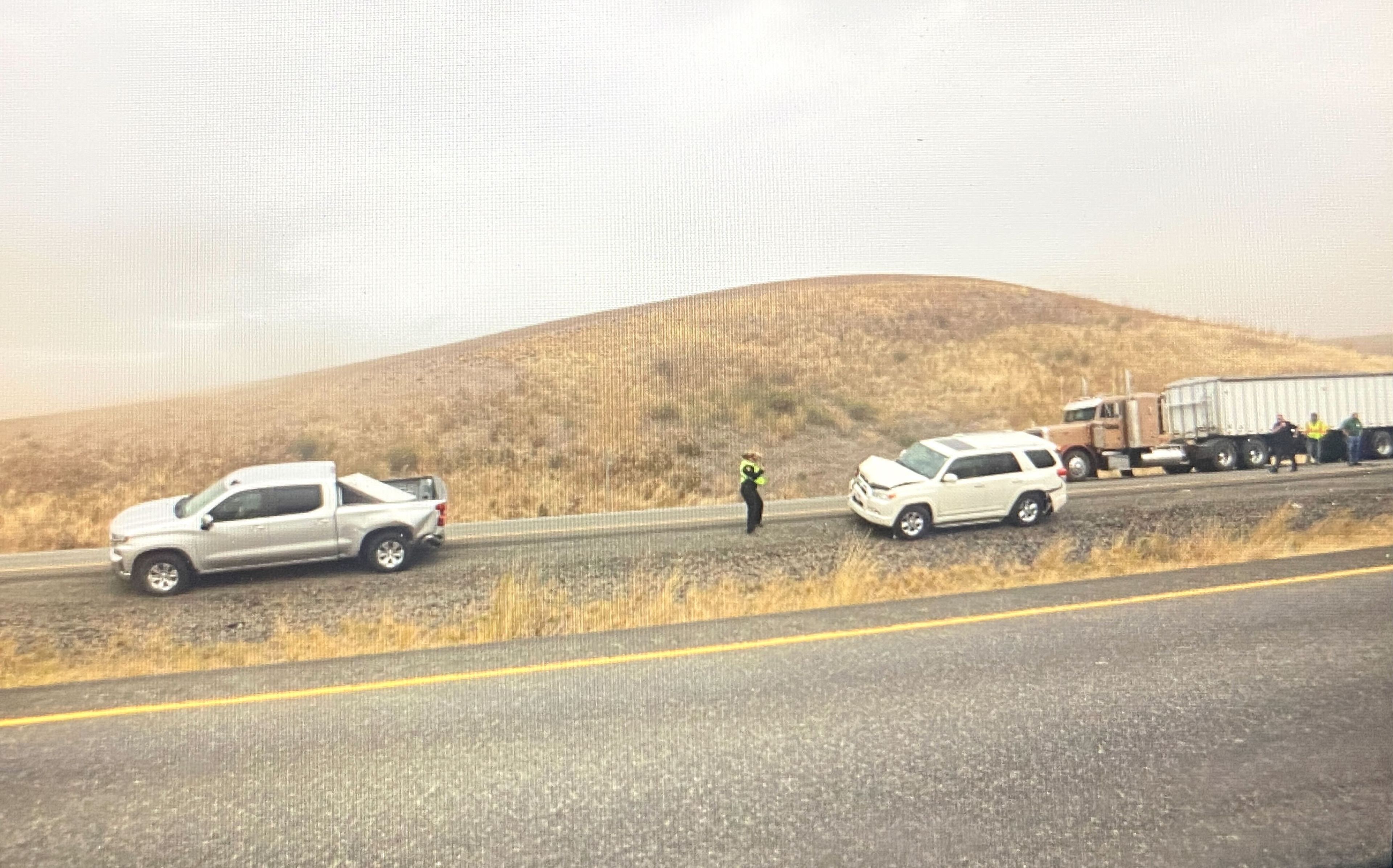 A wreck involving at least six vehicles happened near milepost 322 on U.S. Highway 95 south of Genesee on Friday afternoon.