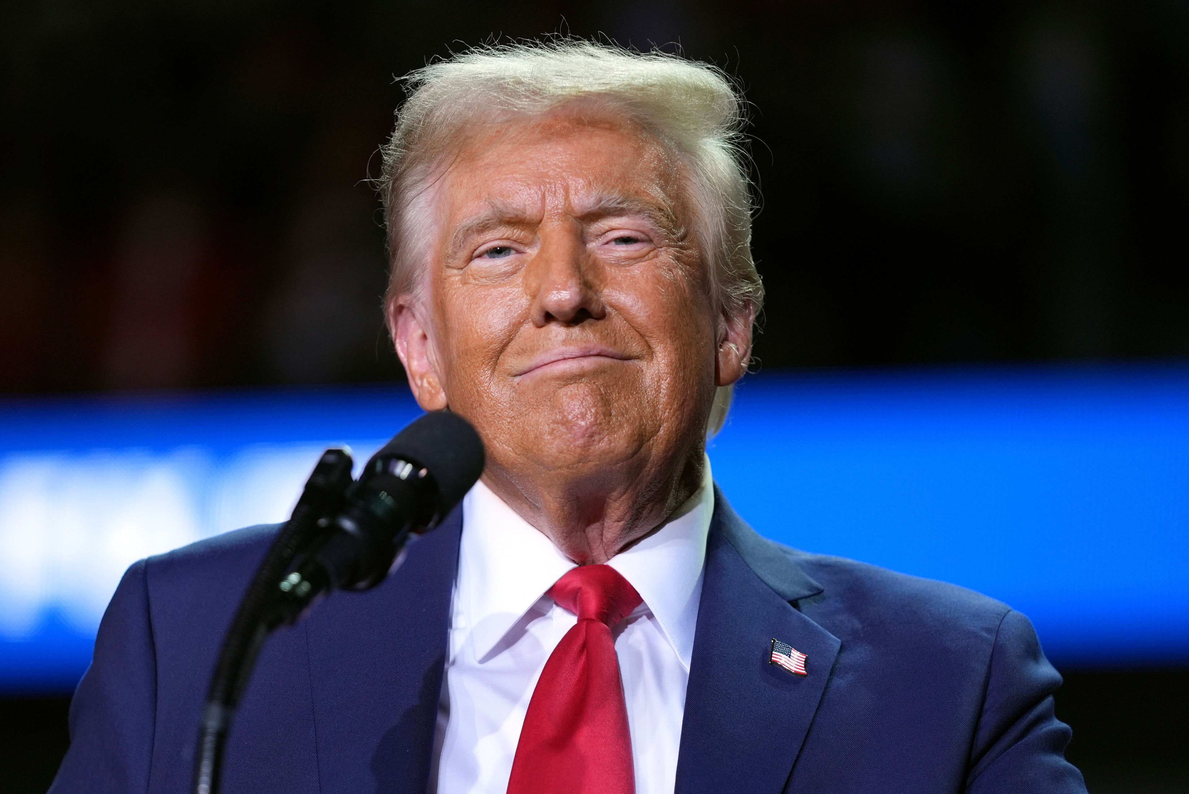 Republican presidential nominee former President Donald Trump speaks at a campaign rally at Van Andel Arena, Tuesday, Nov. 5, 2024, in Grand Rapids, Mich. (AP Photo/Evan Vucci)