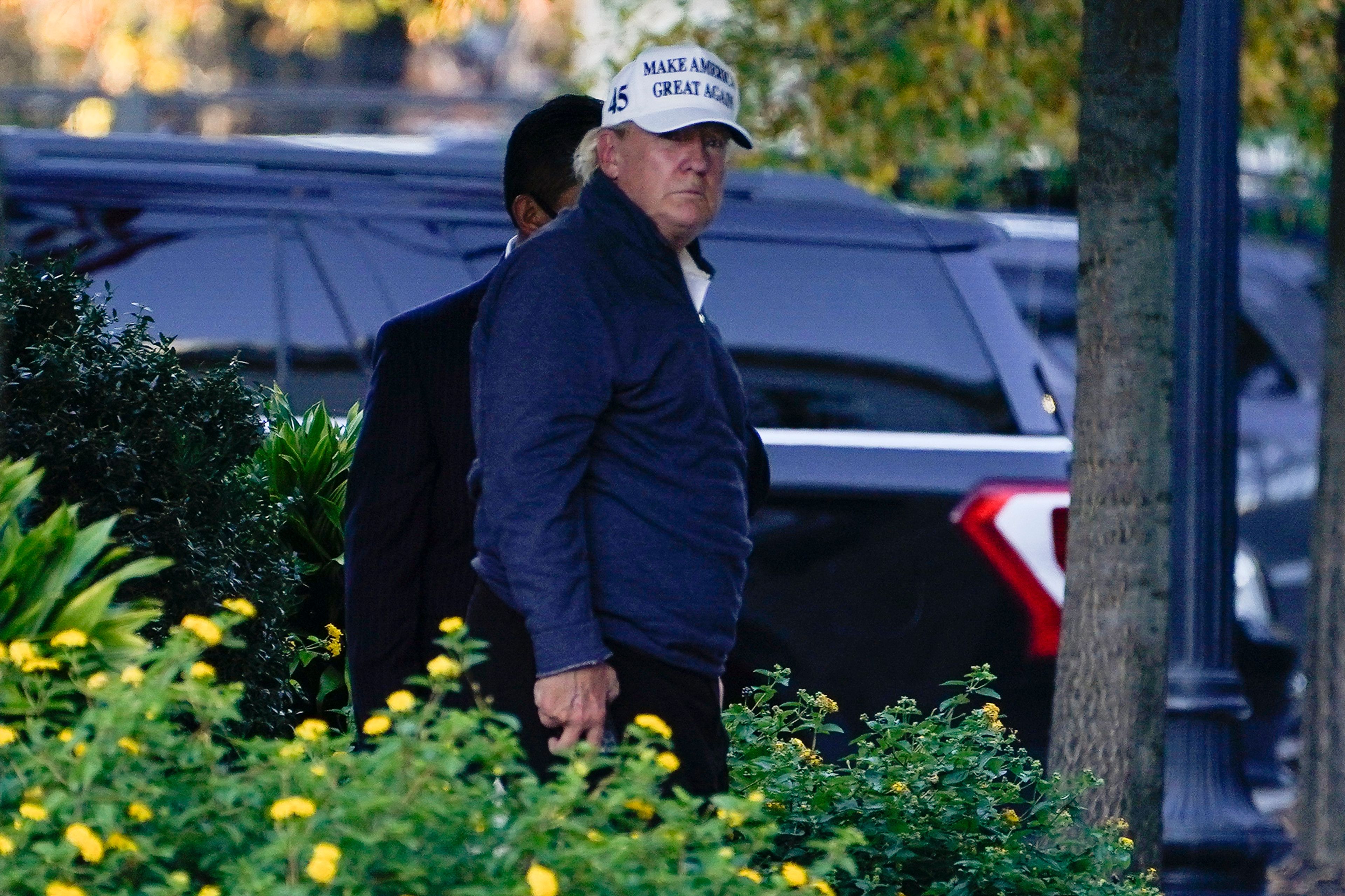 FIEL - President Donald Trump arrives at the White House after golfing Nov. 7, 2020, in Washington. (AP Photo/Evan Vucci, File)