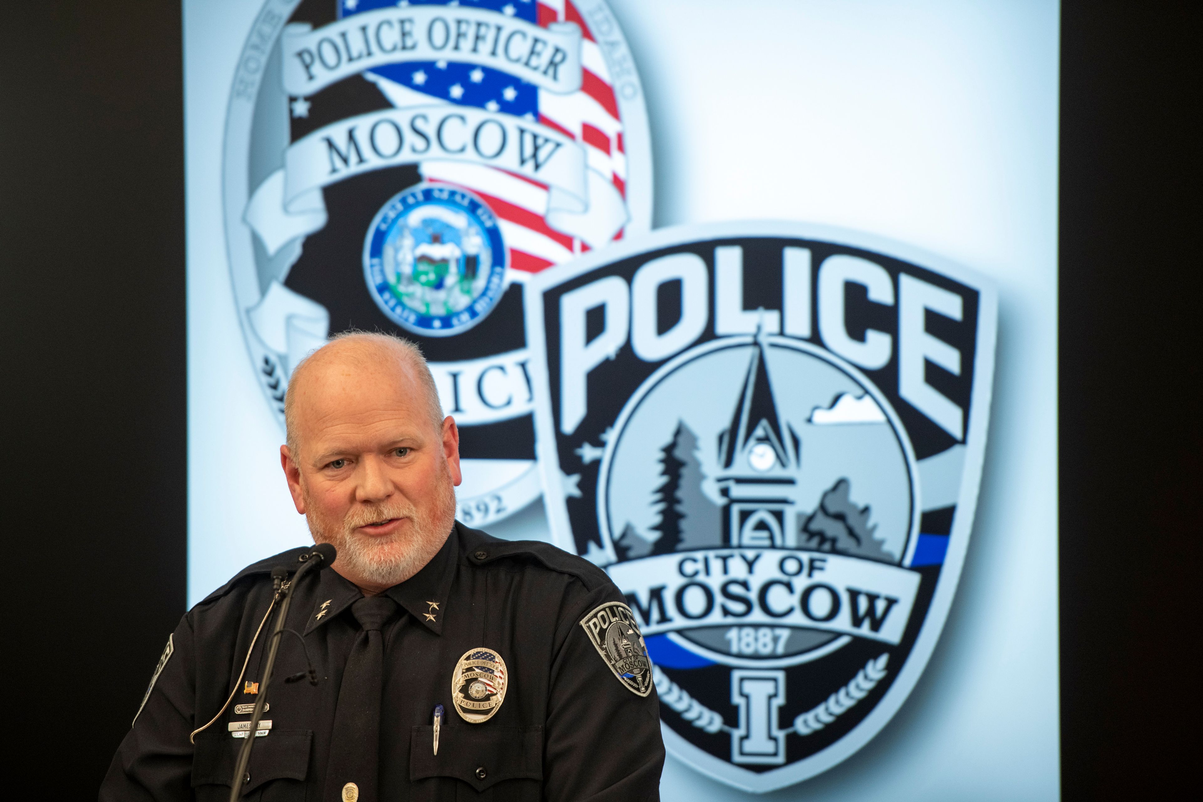 Chief James Fry speaks during a press conference about a quadruple homicide investigation involving four University of Idaho students at the Moscow Police Department on Wednesday.