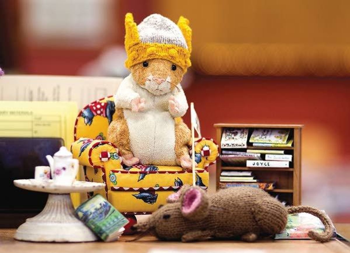 Hanging with Hamster at the library