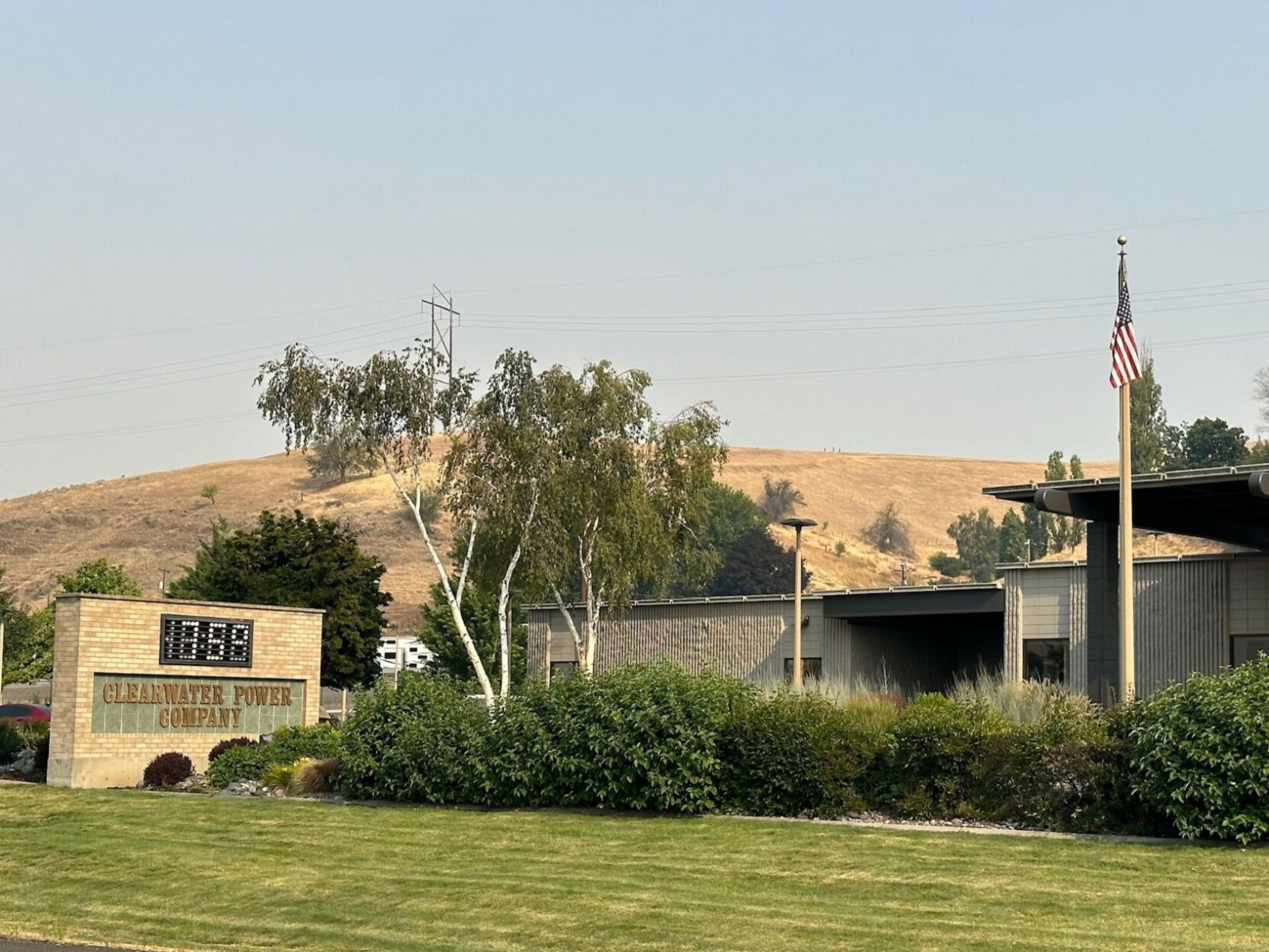 An American flag is displayed outside the Lewiston headquarters of Clearwater Power. A new general manager and CEO of the member-owned, not-for-profit electric cooperative starts Monday.