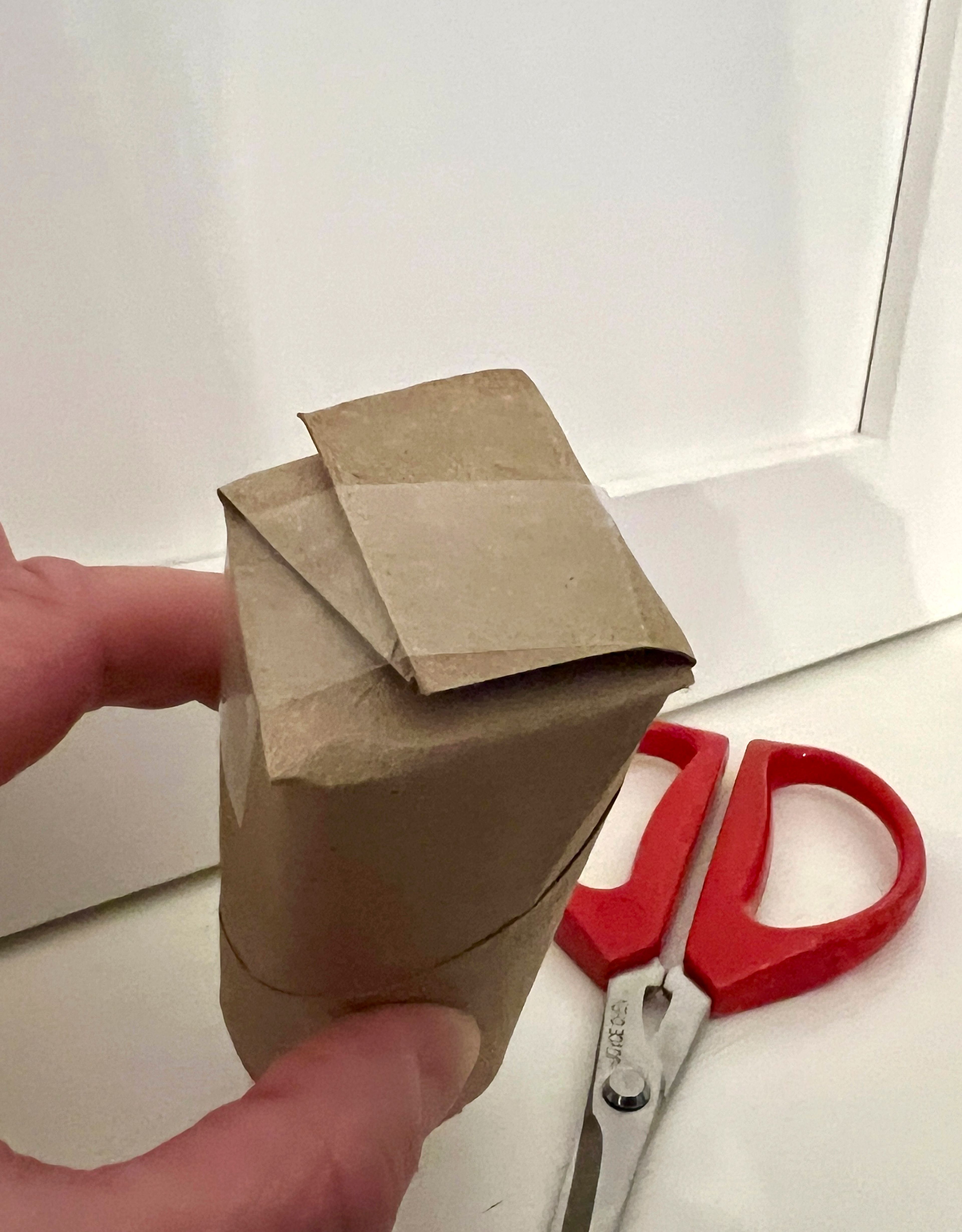 This Feb. 25, 2025, image shows a cardboard toilet paper roll, taped at one end, for use as an upcycled, DIY seed pot. (Jessica Damiano via AP)