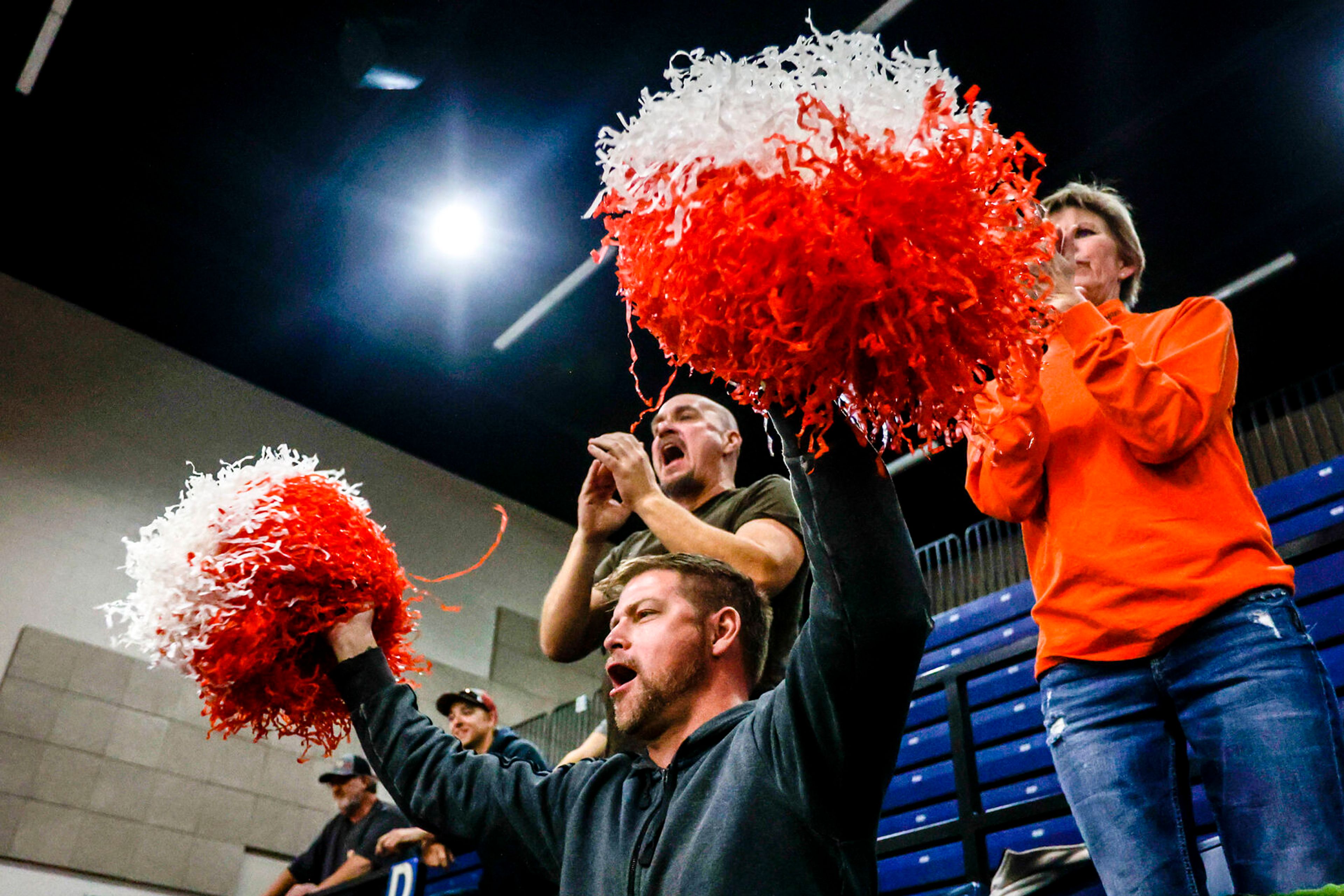 Troy fans cheer in the stands at the Lewis-Clark State College Athletic Center on Saturday. Troy defeated Grace in three sets to become the 1A DI state champions.