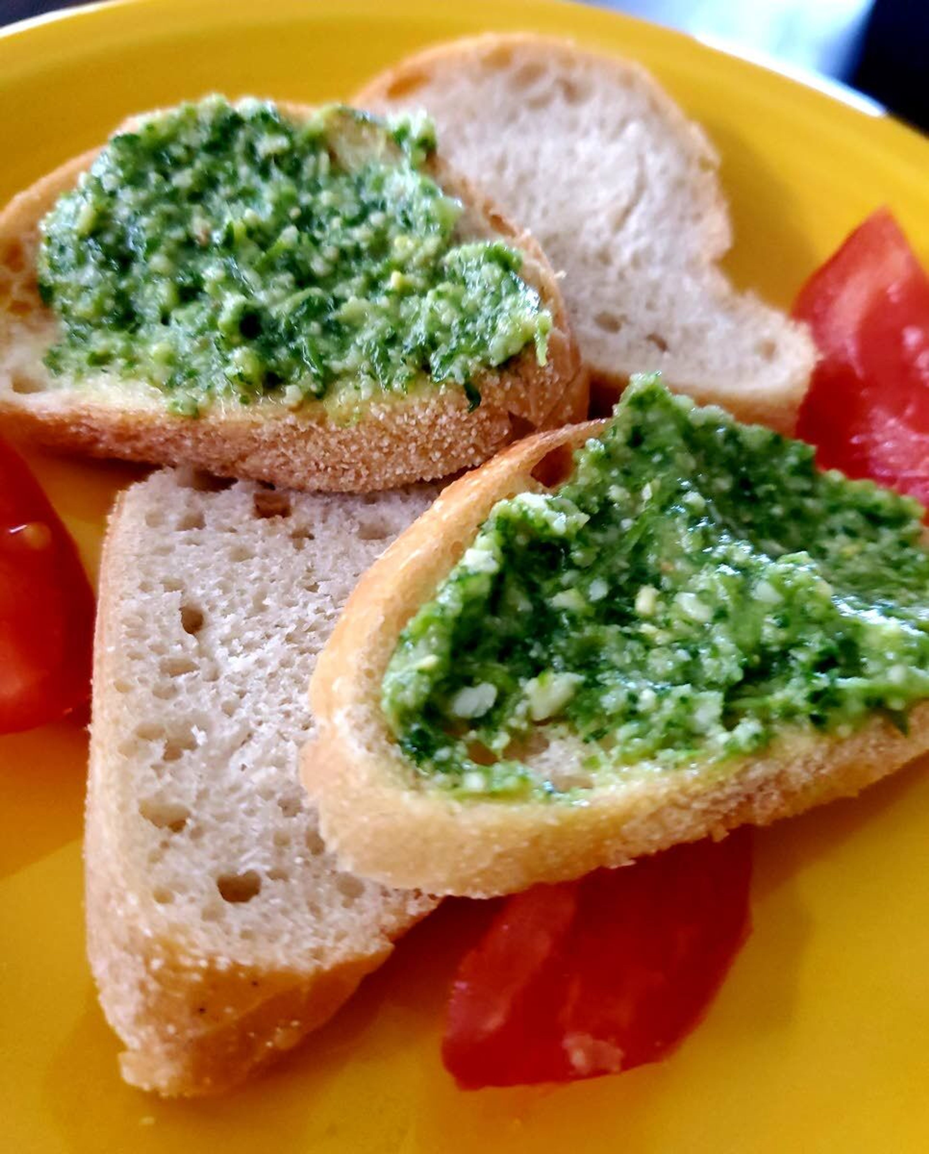 Chickweed pesto on toast.