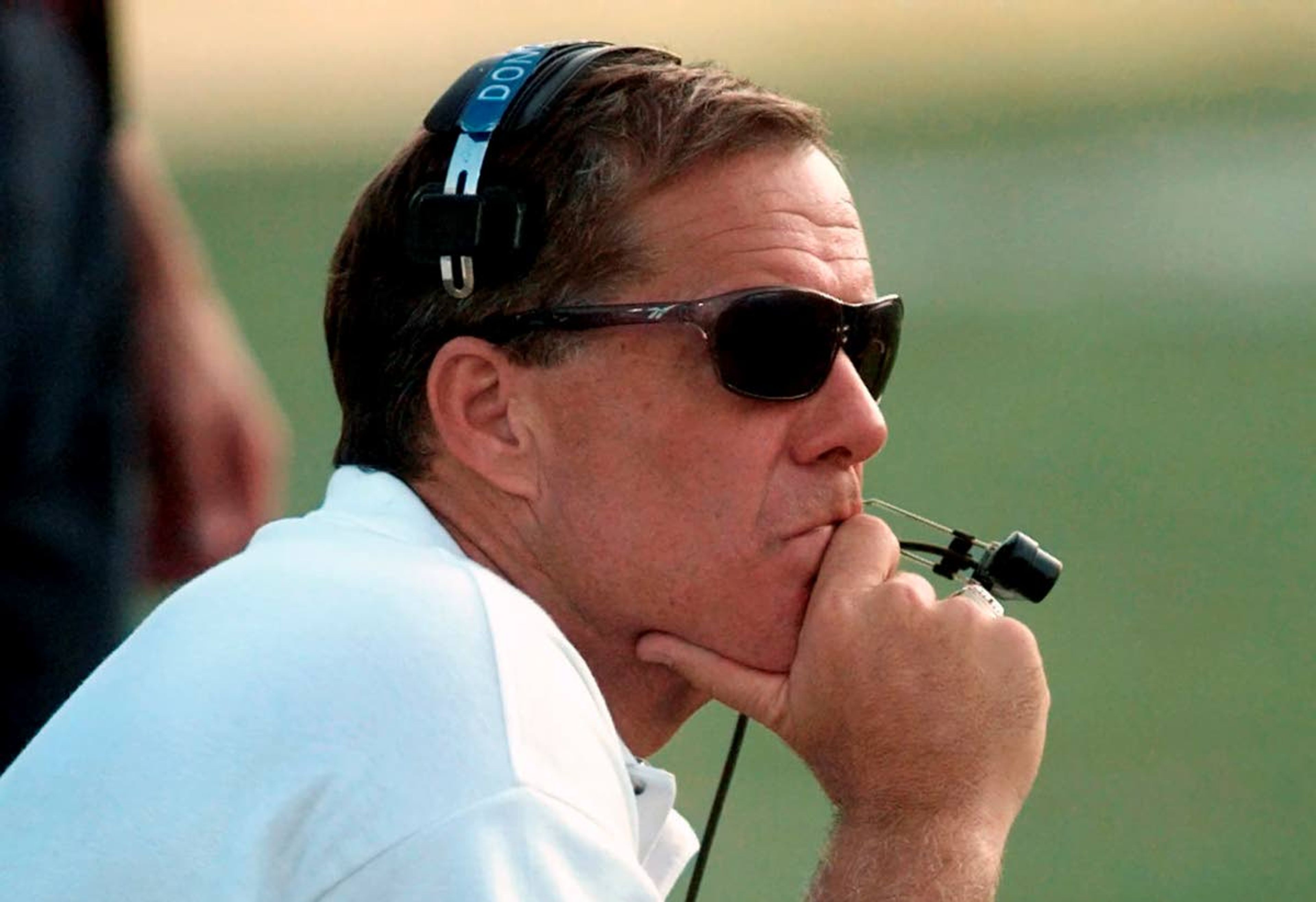 FILE - In this Nov. 11, 1995, file photo, UCLA head coach Terry Donahue watches his team play Washington during the closing minutes of an NCAA college football game at the Rose Bowl in Pasadena, Calif. Donahue, the winningest coach in Pac-12 Conference and UCLA football history who later served as general manager of the NFL’s San Francisco 49ers, died Sunday, July 4, 2021. He was 77. (AP Photo/Kevork Djansezian, File)