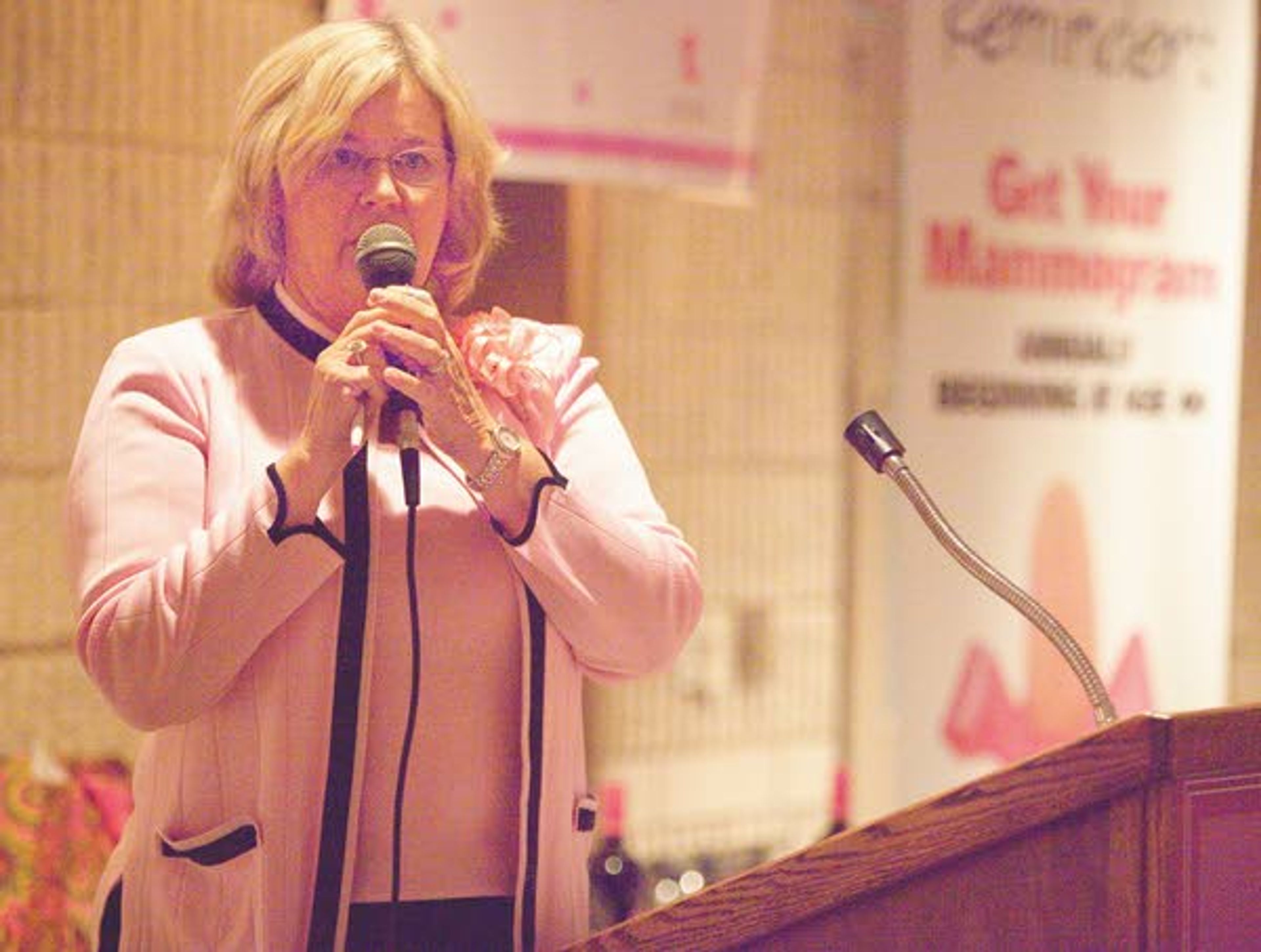 Former Idaho First Lady Patricia Kempthorne emceed the 12th Annual Pink Tea sponsored by Gritman Medical Center on Tuesday at the Best Western Plus University Inn in Moscow. The Pink Tea raises money for the Bosom Buddies program that provides free mammograms at Gritman to those who cannot afford one.