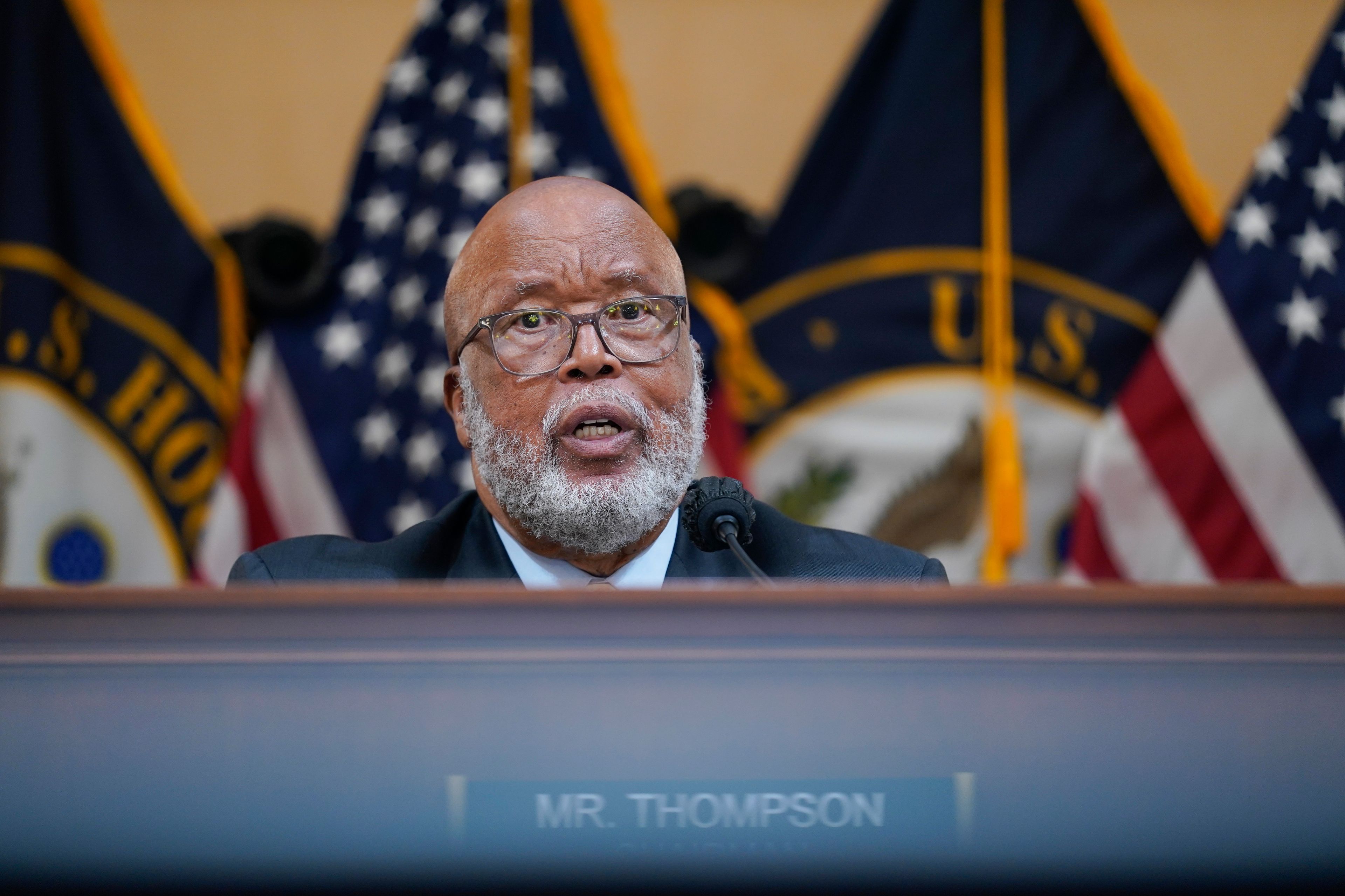 Chairman Bennie Thompson, D-Miss., speaks as the House select committee investigating the Jan. 6 attack on the U.S. Capitol holds its first public hearing to reveal the findings of a year-long investigation, on Capitol Hill, Thursday, June 9, 2022, in Washington. (AP Photo/Andrew Harnik)