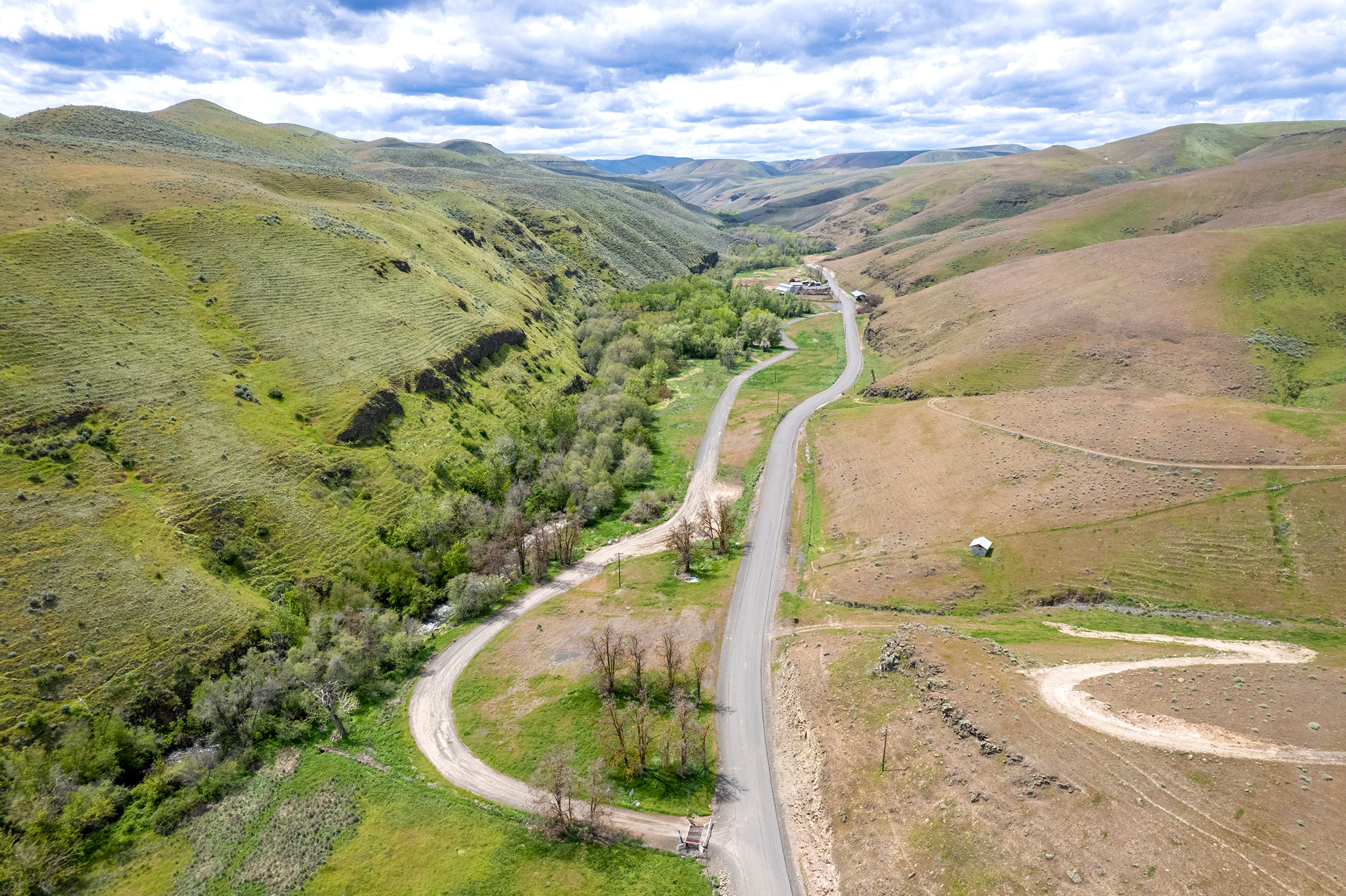 A photo captured with a drone shows Headgate Park, located 8 miles southwest of 
Asotin on Asotin Creek Road.