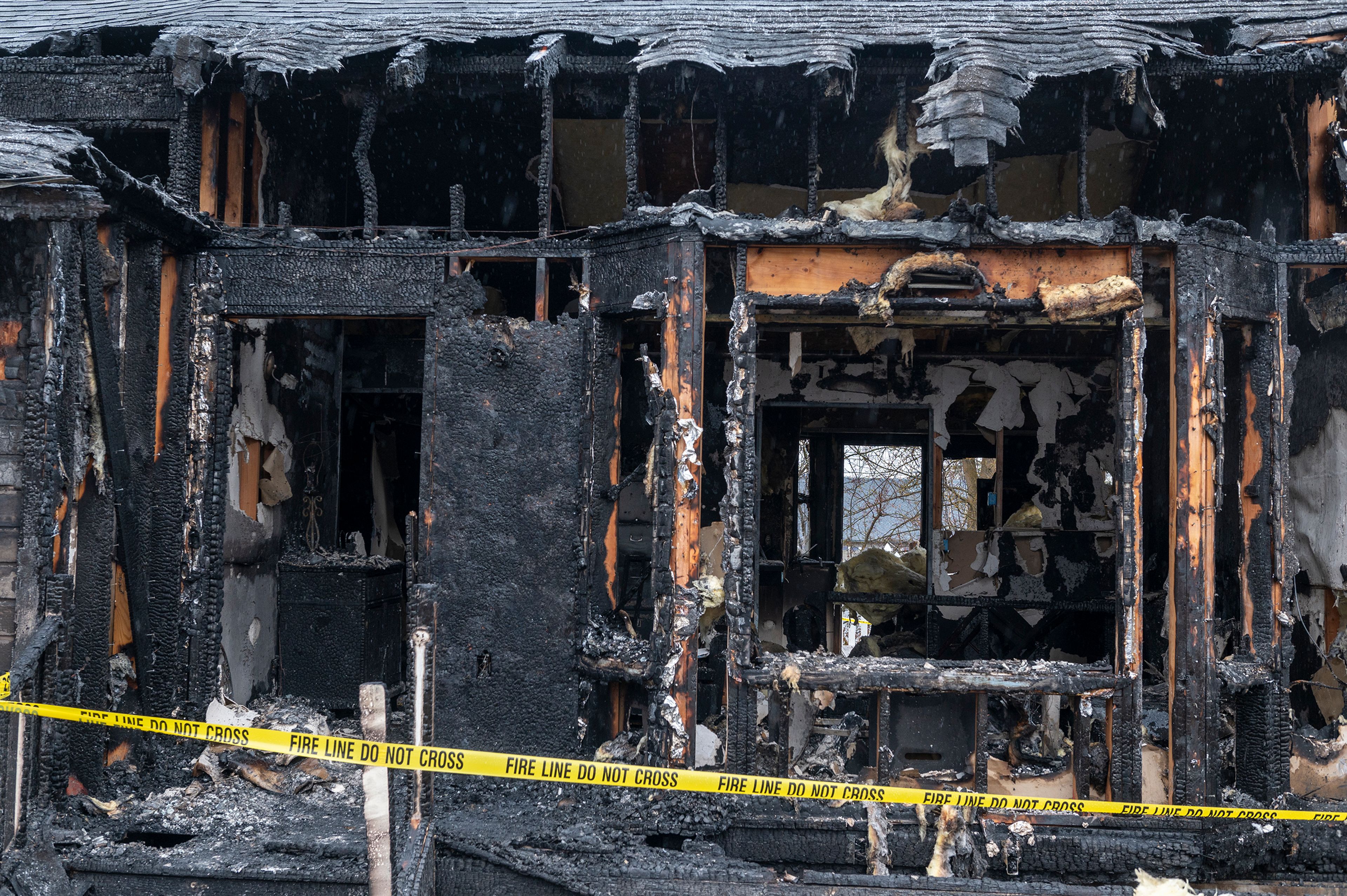 The aftermath of a fire early Sunday morning at the Oxford House is photographed Monday in Moscow.