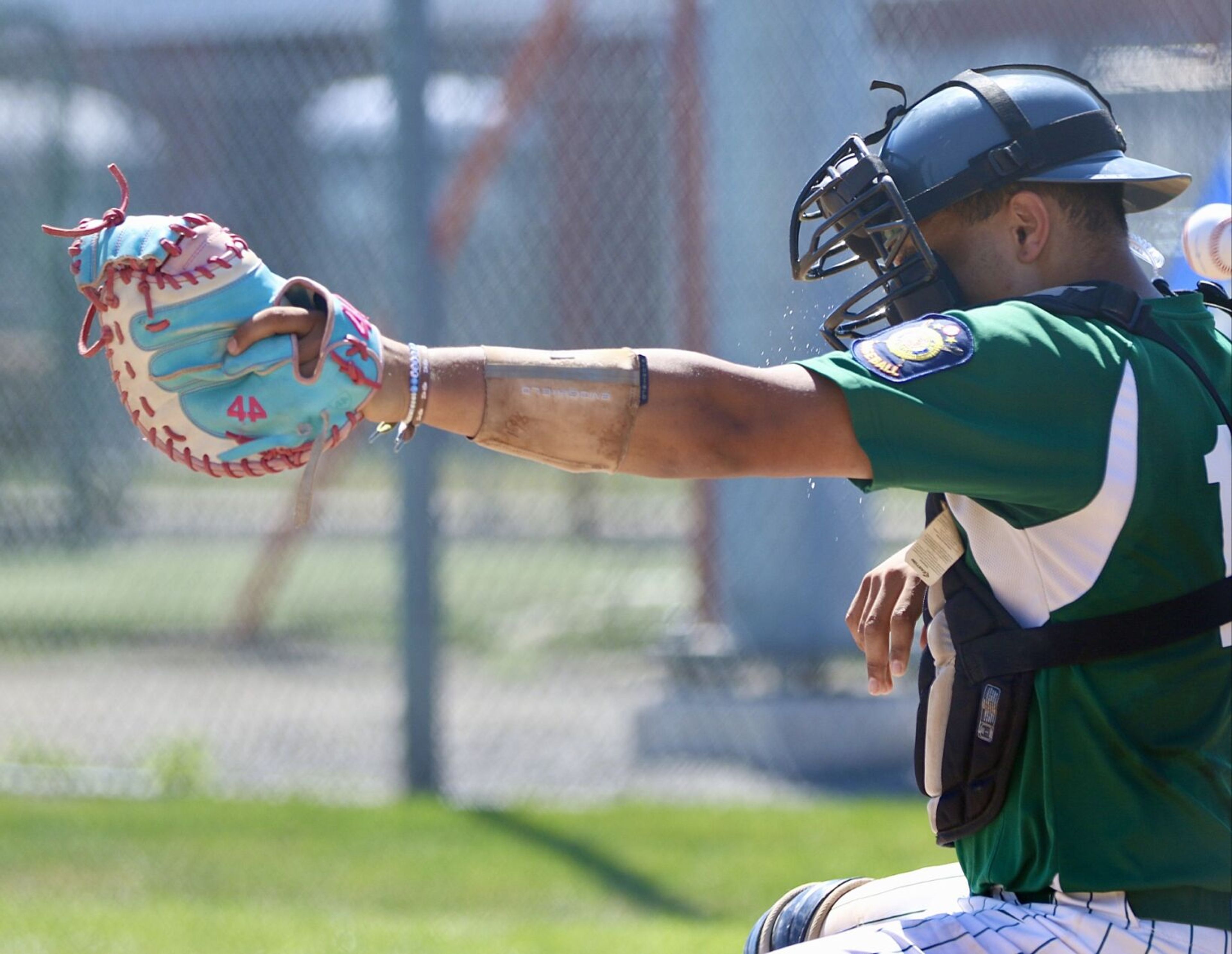 Lewis-Clark Twins catcher Makhi Durrett gestures during a Spokane Wood Bat Classic game against the Parkland Twins on Saturday in Spokane.