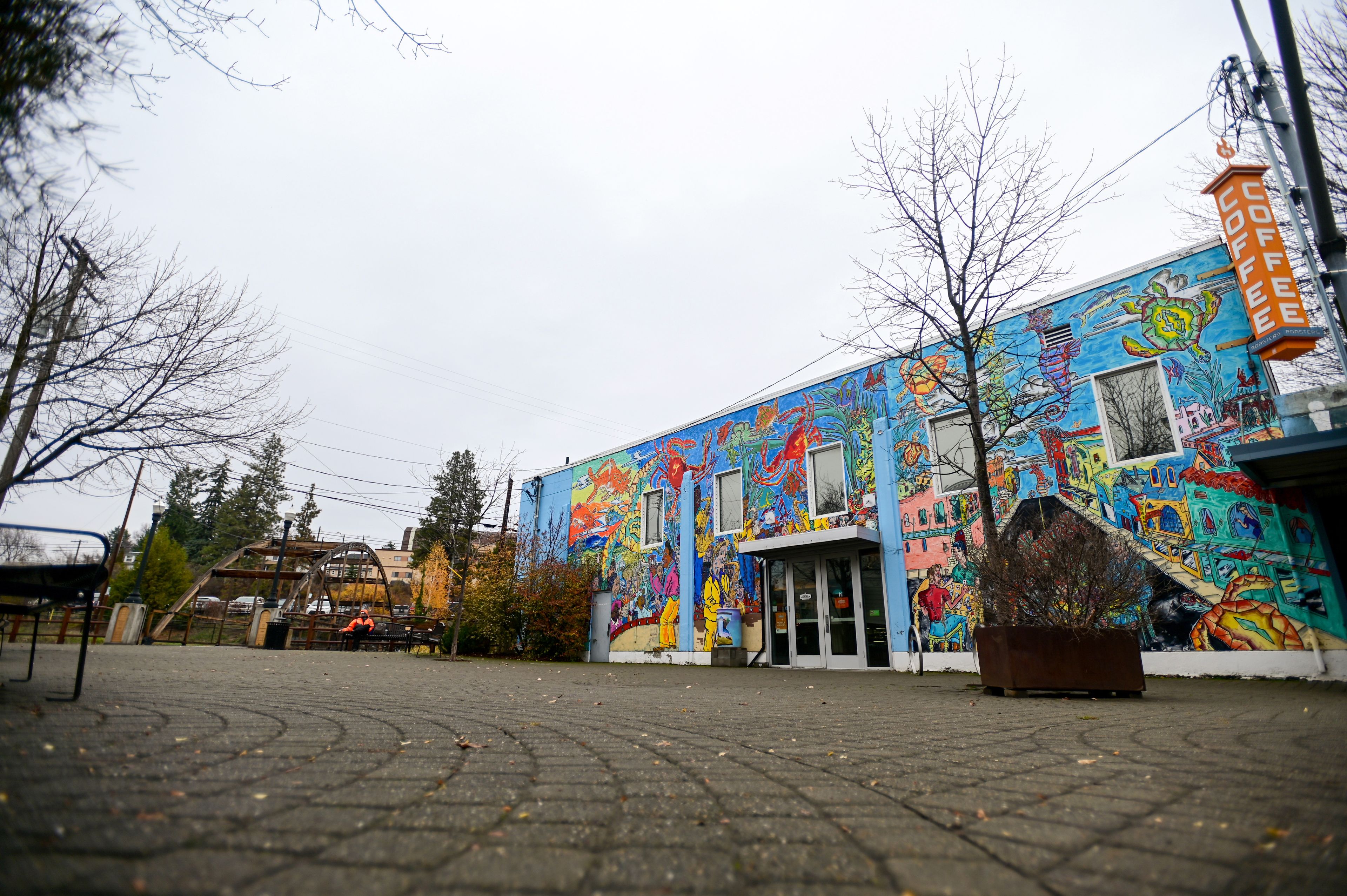 Pine Street Plaza is quiet in downtown Pullman on Wednesday, Nov. 15.