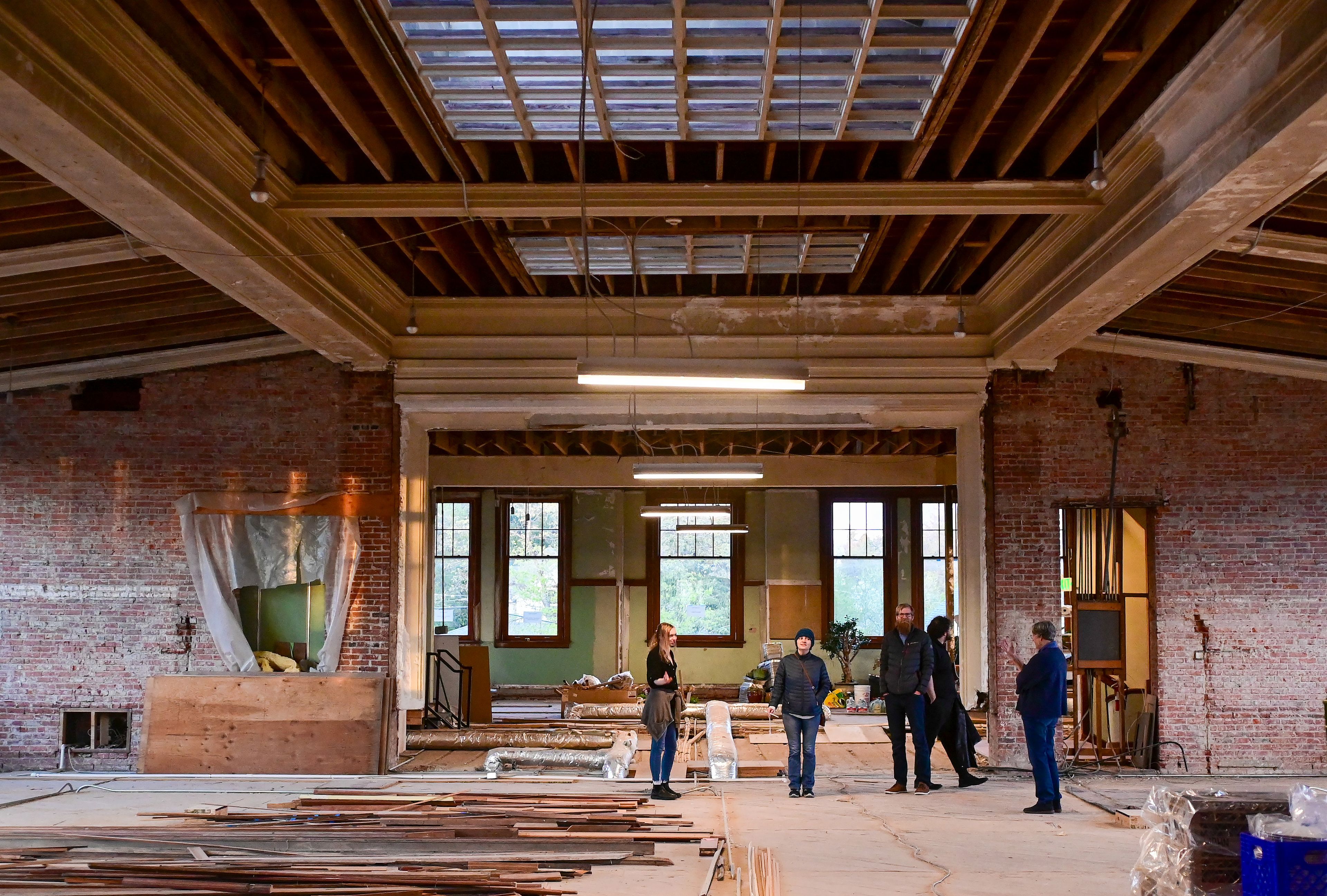 Community members were invited to tour the third floor space at the 1912 Center during a brainstorming and design meeting for the upper level in Moscow on Tuesday.