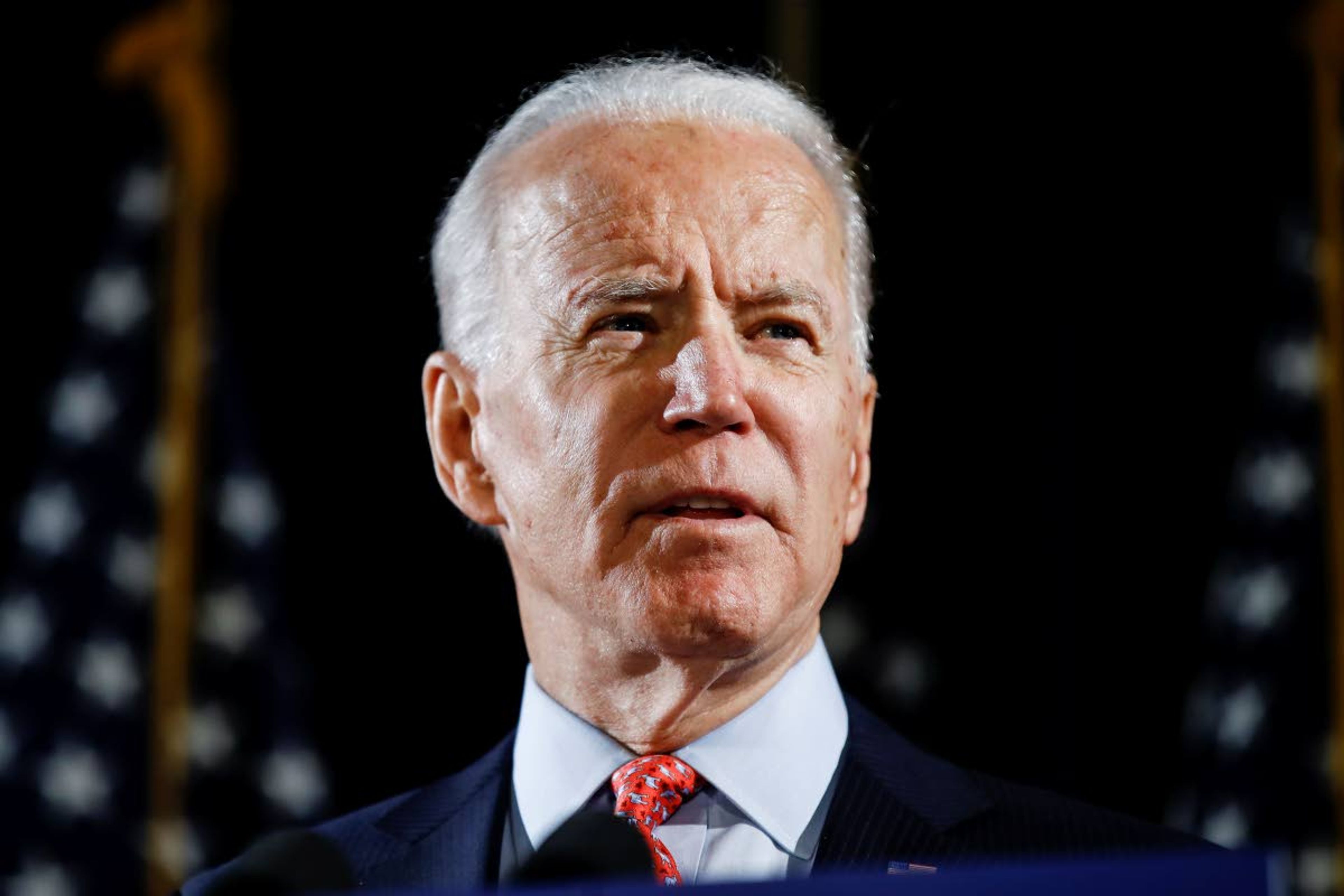 FILE - In this March 12, 2020, file photo, Democratic presidential candidate former Vice President Joe Biden speaks in Wilmington, Del. Biden has won the Alaska Democrats' party-run presidential primary, defeating Sen. Bernie Sanders on Saturday, April 11, days after Sanders suspended his campaign. (AP Photo/Matt Rourke, File)