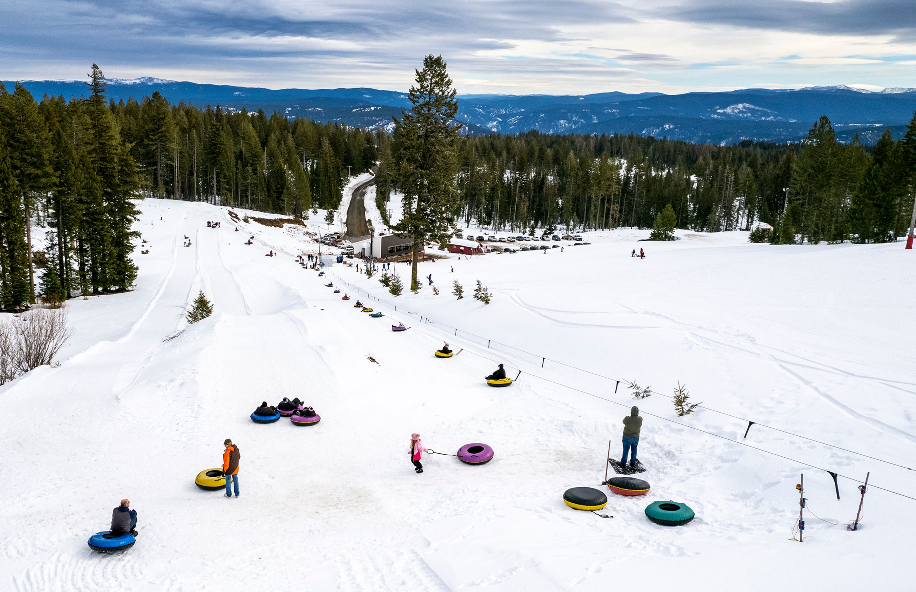 A shot taken with a drone Saturday morning of the tube hill at Snowhaven in Grangeville.