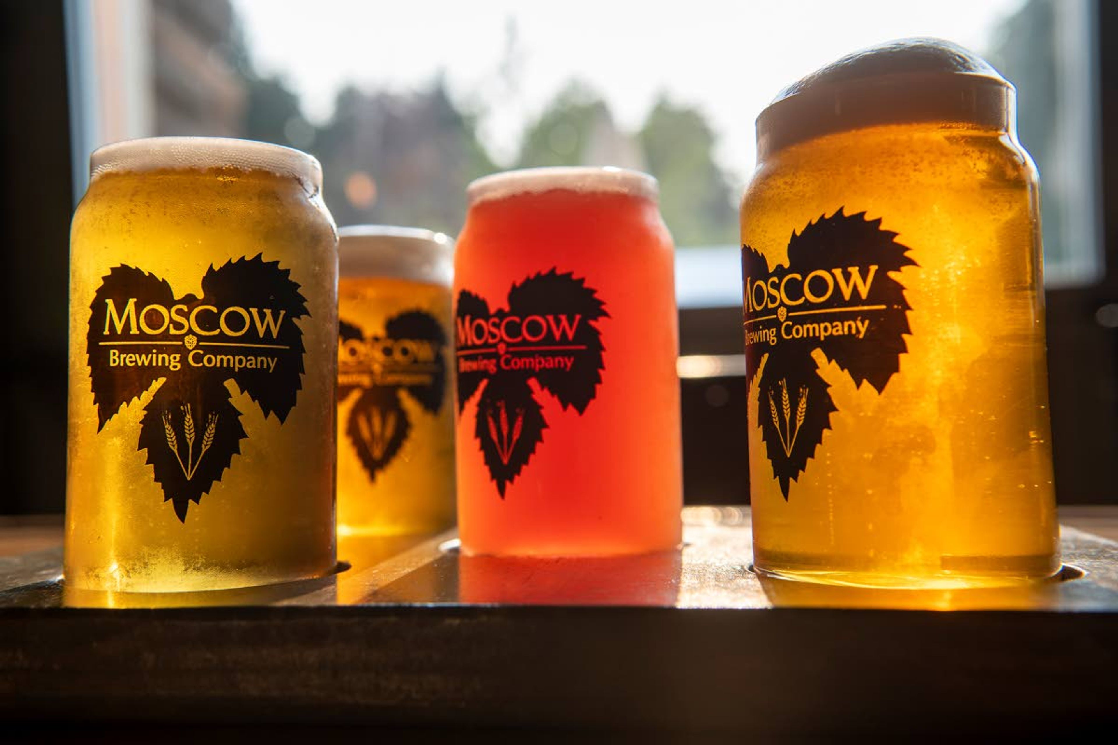 Zach Wilkinson/Daily NewsA flight of beer including a kölsch, from left, pale ale, saison and IPA are displayed on a countertop at Moscow Brewing Company along North Almon Street in Moscow.