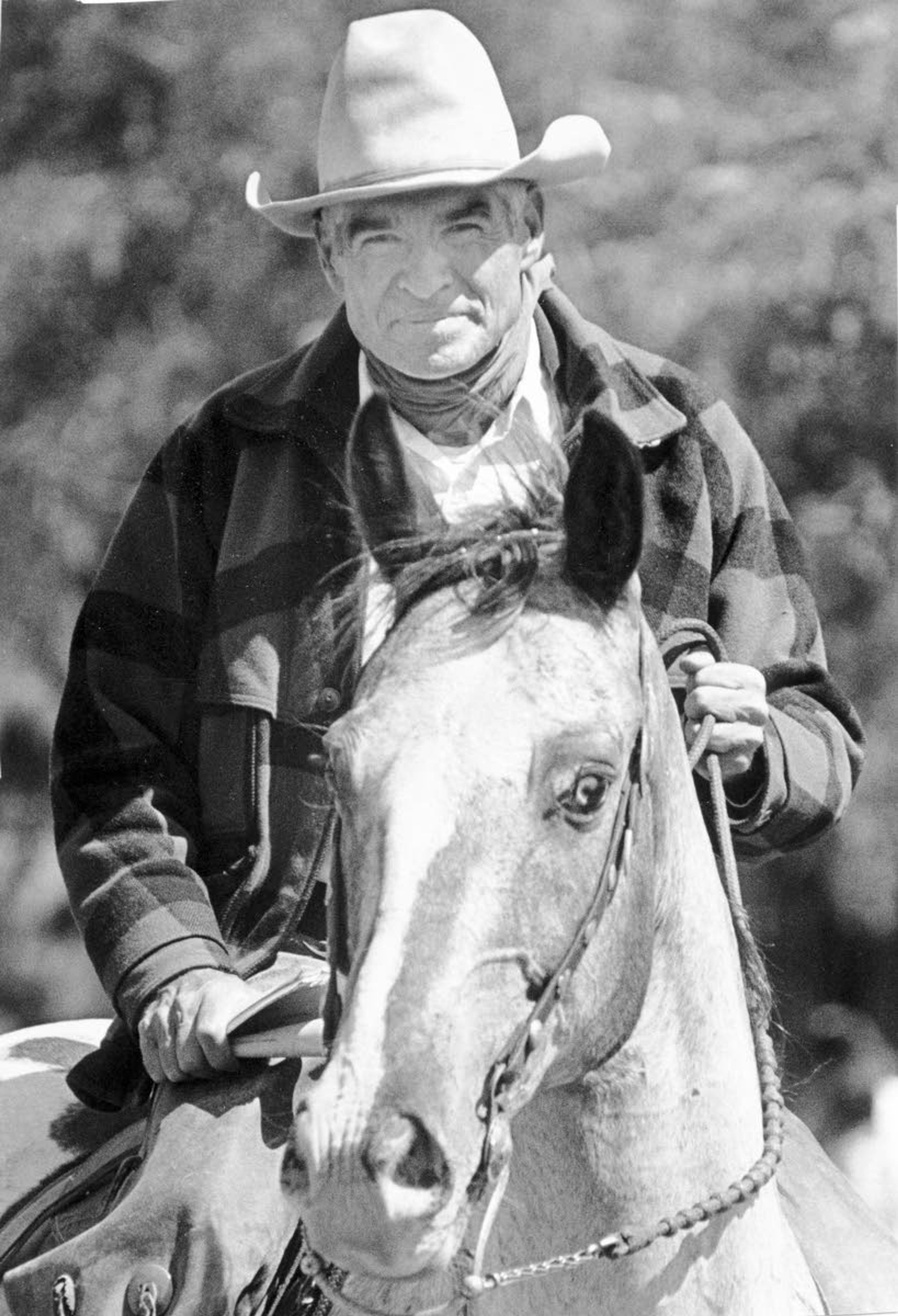 George Hatley, the first secretary for the Appaloosa Horse Club, on one of his horses in the 1980s.