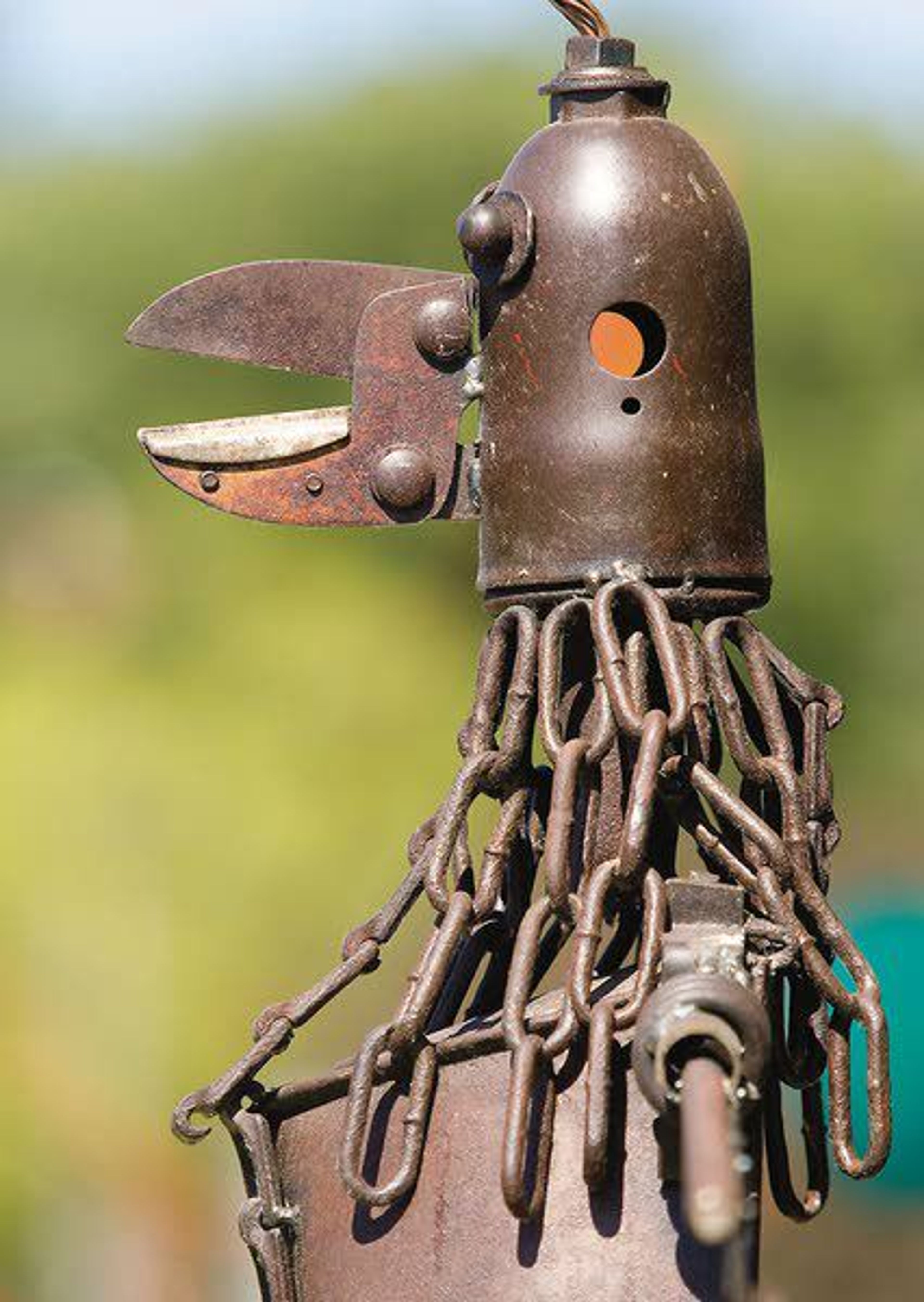 “Evolution Totem,” by Shelly Gilmore, is part of the sculpture garden outside the Moscow Intermodal Transit Center.