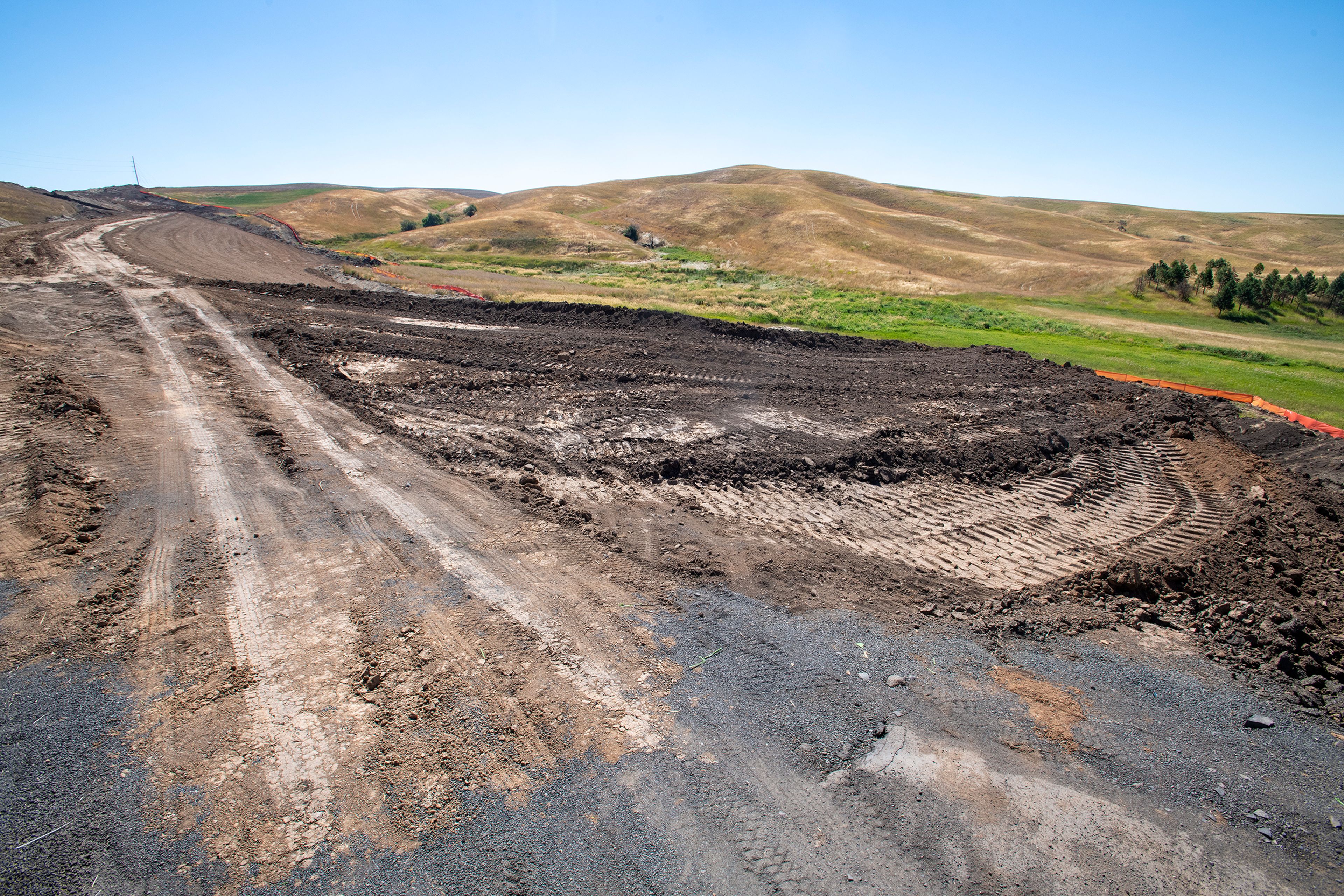 A section along U.S. Highway 95 undergoing construction is photographed a few miles south of Moscow on Monday. The project to reroute a portion of the highway was thrown in doubt this week, when the Army Corps of Engineers temporarily suspended permits the Idaho Transportition Department needs to build the road through wetland areas.