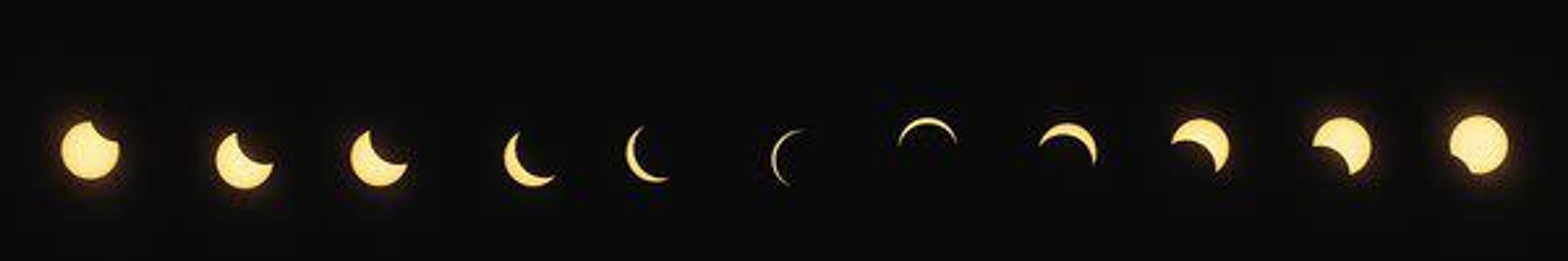 This composite photo shows from left to right what the solar eclipse looked like from the Pullman/Moscow area.