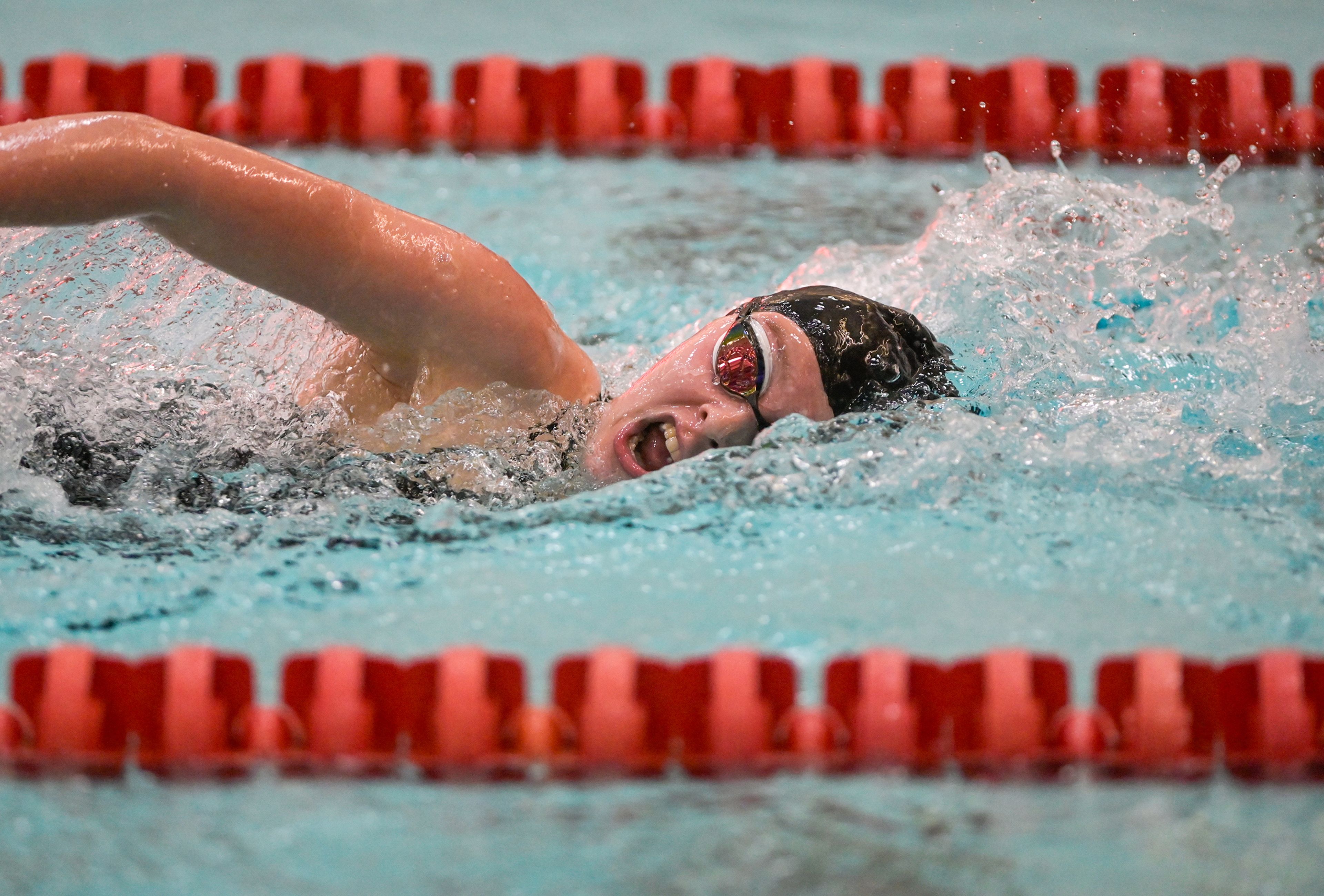 Clarkston sophomore Hallie Mackleit competes in a 200-yard individual medley Thursday at the Eastern Washington District Swim Championship at Washington State University in Pullman.