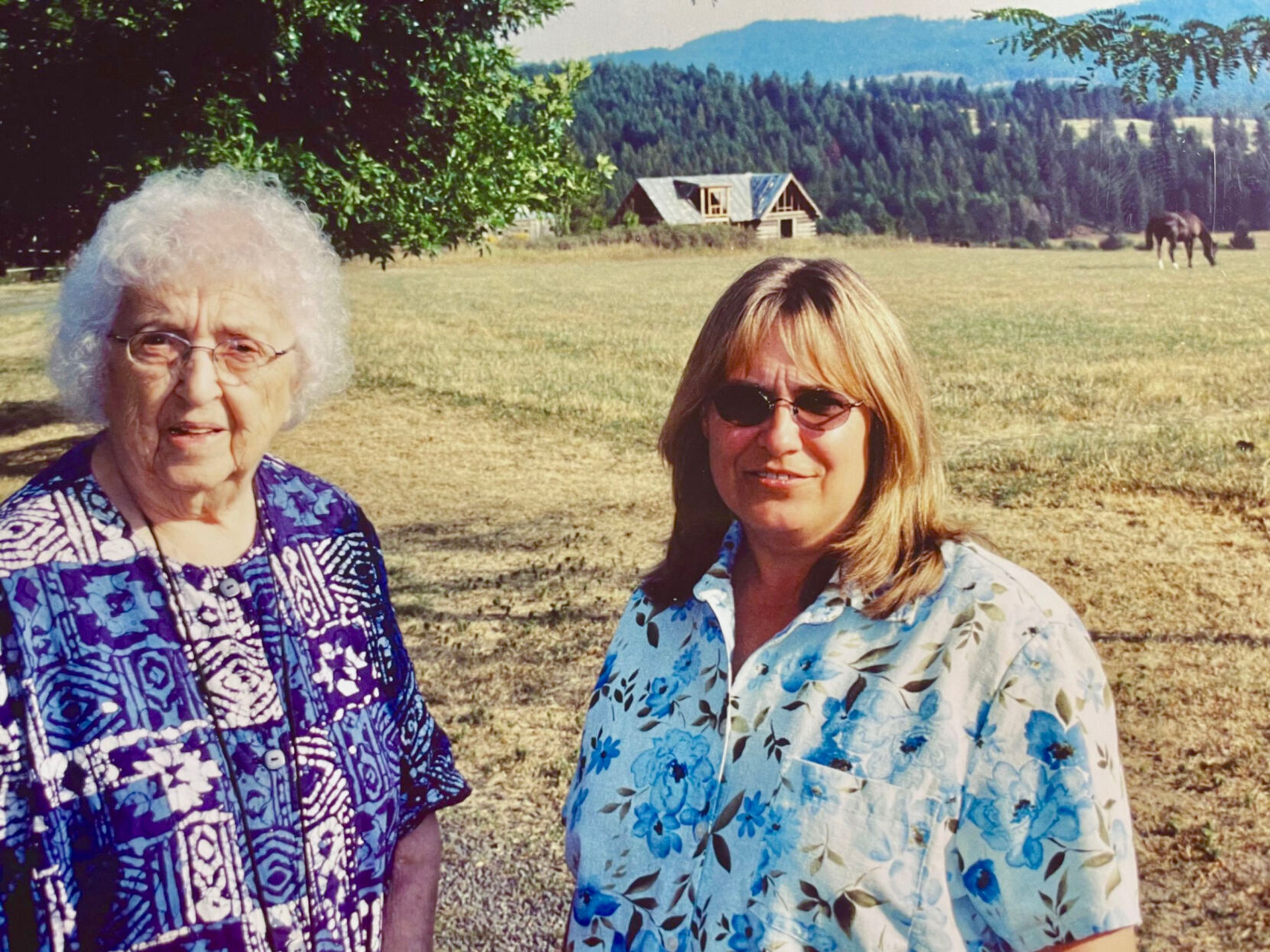 Margaret Bull, left, and daughter-in-law Robyn Peterson are shown on their 2003 visit to Hatter Creek. (Andy Bull collection)