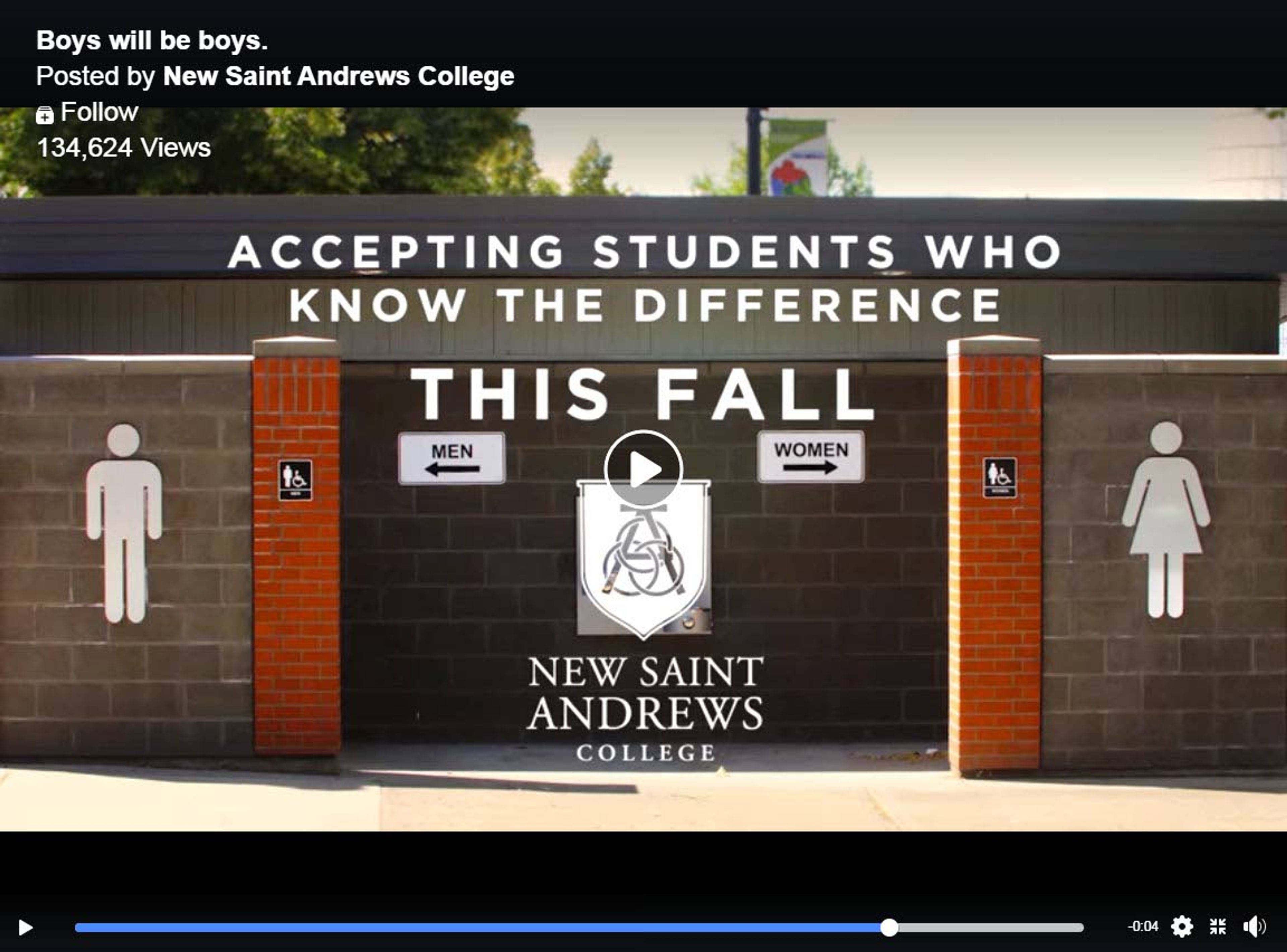 This still image is taken from a video that New Saint Andrews College in Moscow posted to Facebook, Instagram and YouTube.